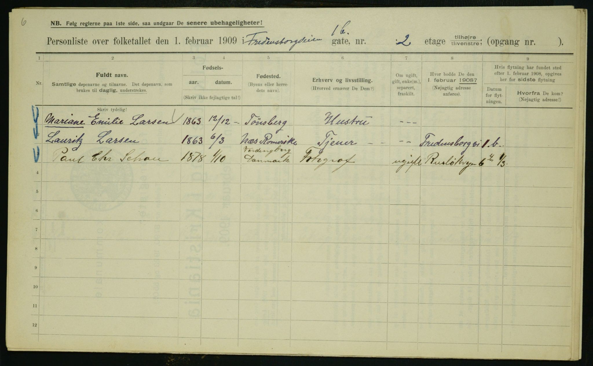 OBA, Municipal Census 1909 for Kristiania, 1909, p. 23105