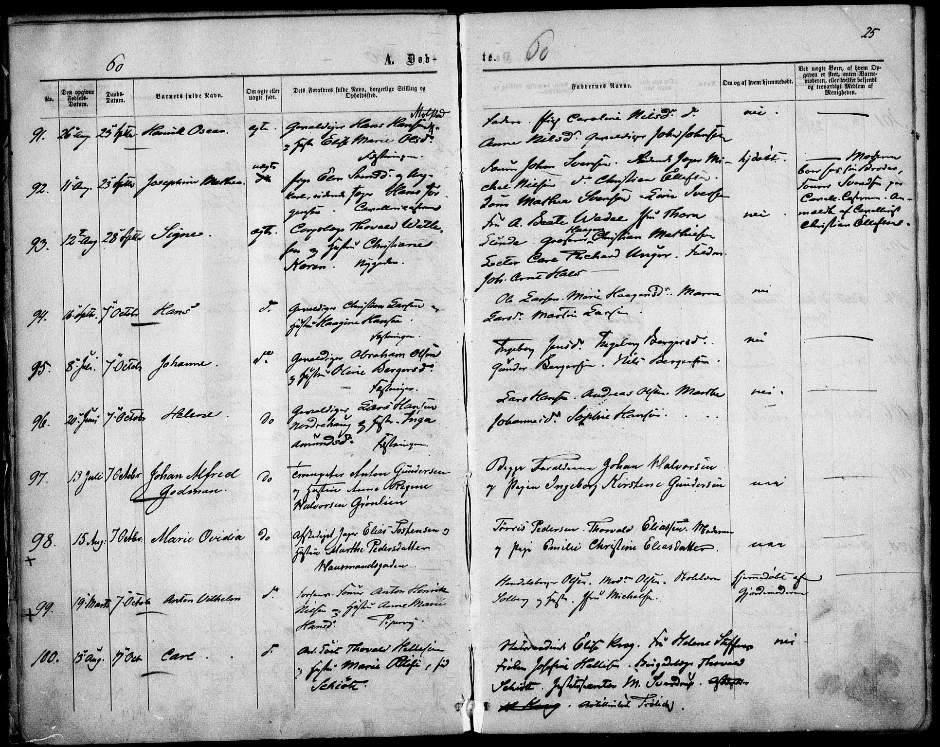 Garnisonsmenigheten Kirkebøker, AV/SAO-A-10846/F/Fa/L0010: Parish register (official) no. 10, 1859-1869, p. 25