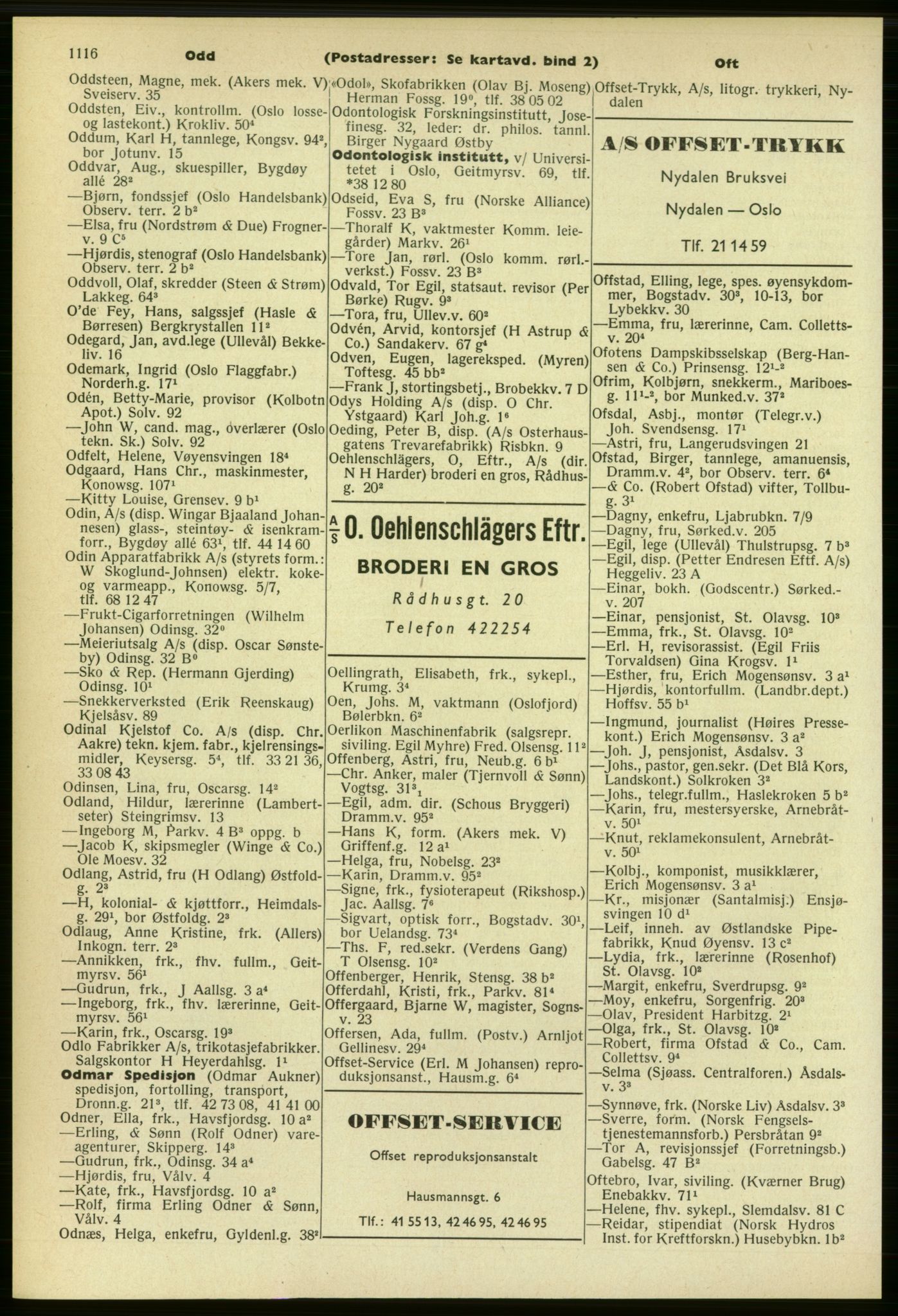 Kristiania/Oslo adressebok, PUBL/-, 1961-1962, p. 1116