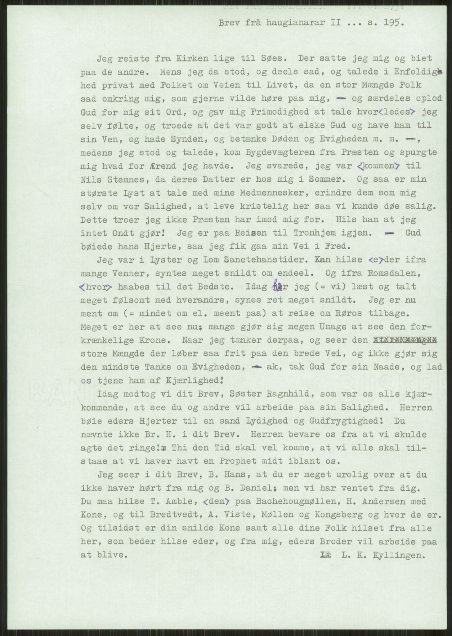 Samlinger til kildeutgivelse, Haugianerbrev, AV/RA-EA-6834/F/L0002: Haugianerbrev II: 1805-1821, 1805-1821, p. 195