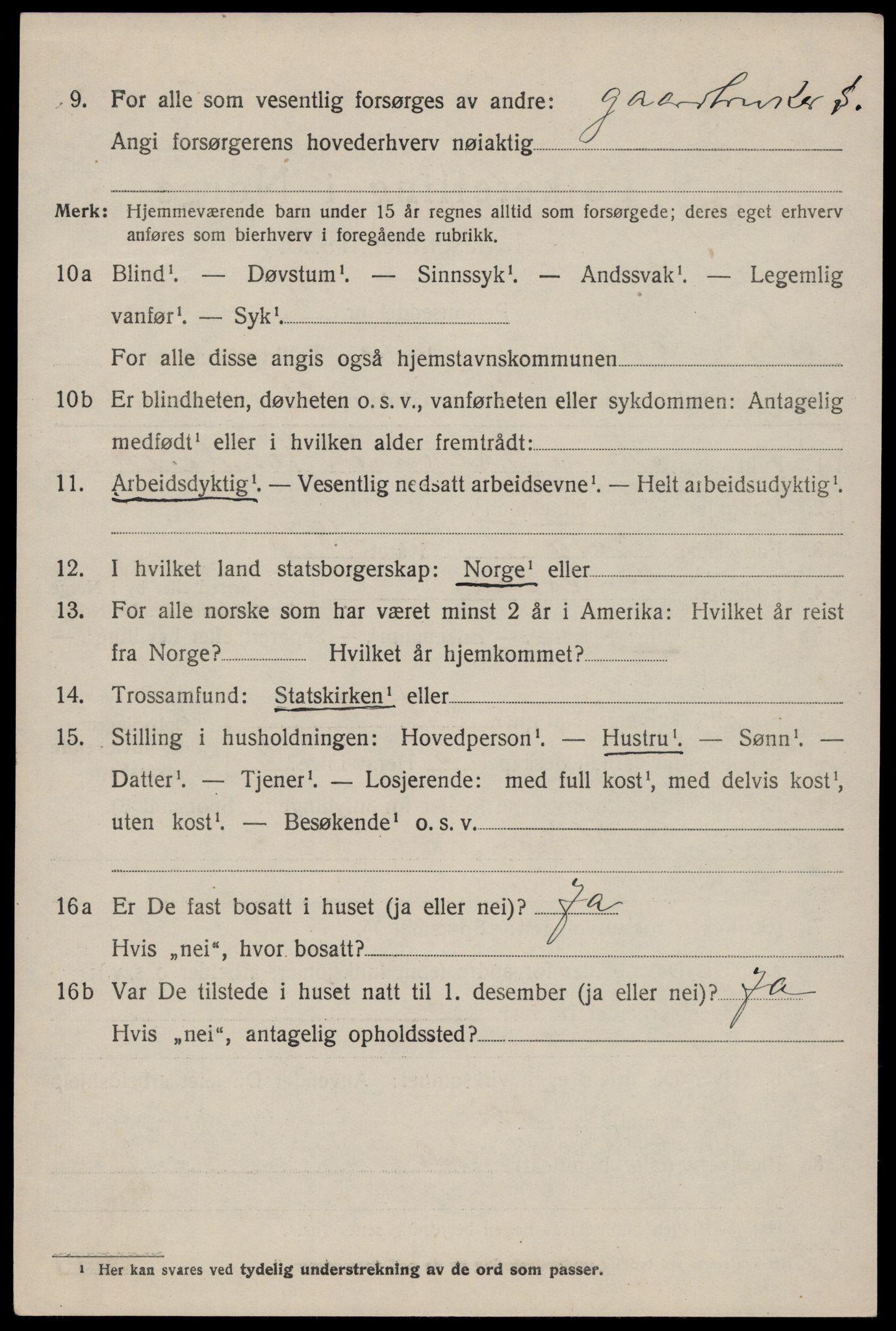 SAKO, 1920 census for Fyresdal, 1920, p. 1922