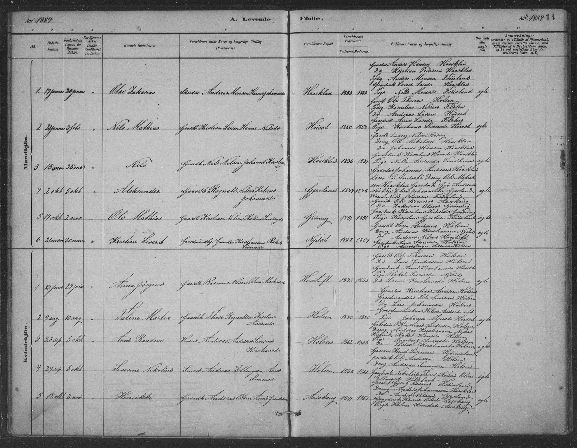 Førde sokneprestembete, AV/SAB-A-79901/H/Hab/Habc/L0002: Parish register (copy) no. C 2, 1881-1911, p. 14