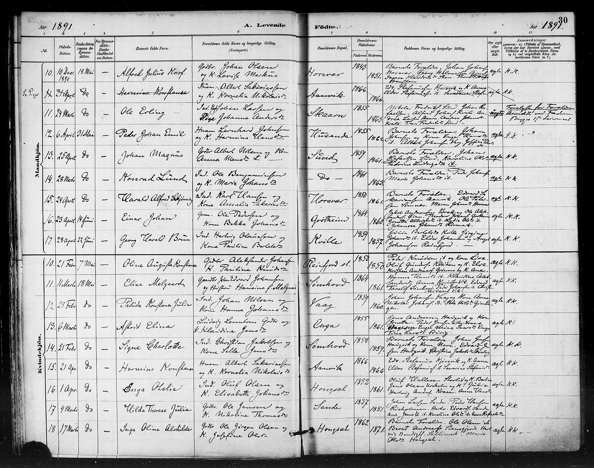 Ministerialprotokoller, klokkerbøker og fødselsregistre - Nordland, AV/SAT-A-1459/812/L0178: Parish register (official) no. 812A07, 1886-1900, p. 30