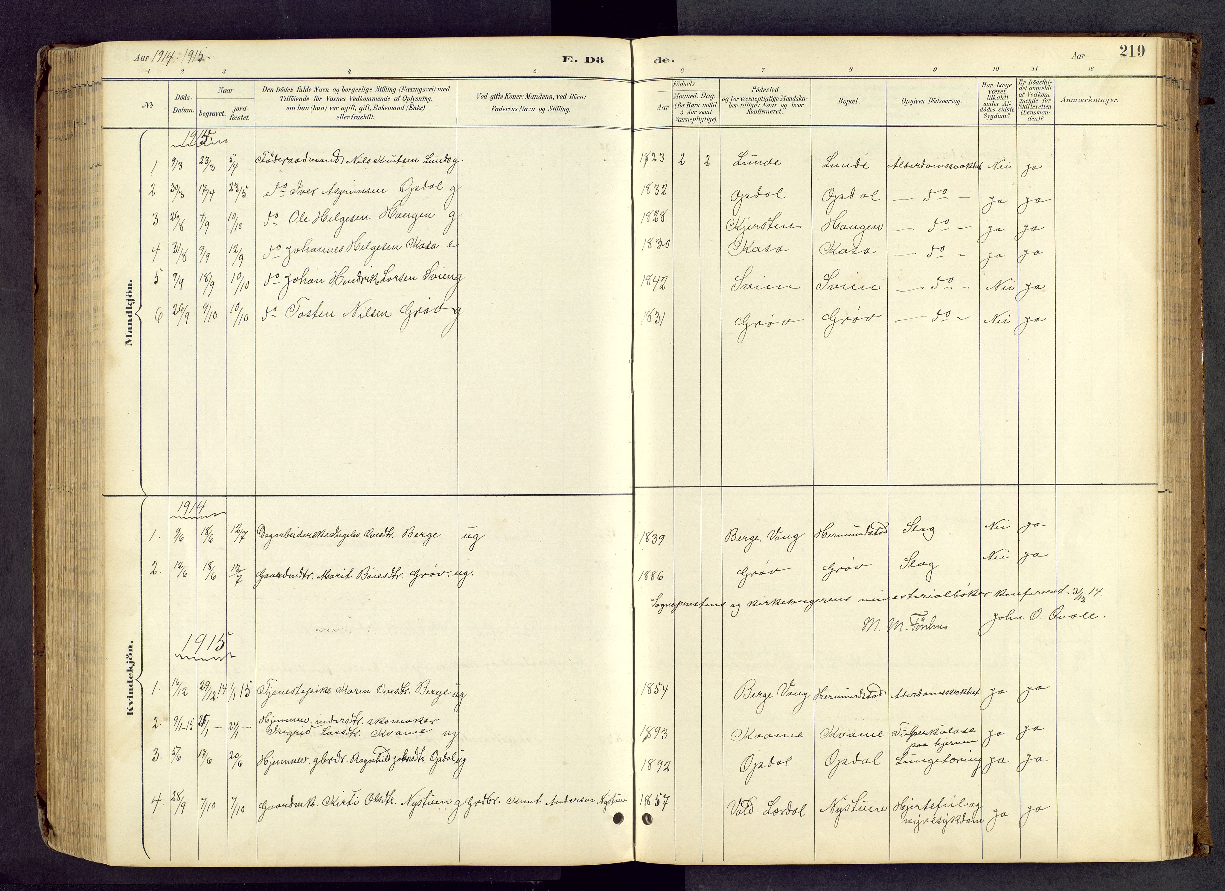 Vang prestekontor, Valdres, SAH/PREST-140/H/Hb/L0005: Parish register (copy) no. 5, 1889-1945, p. 219