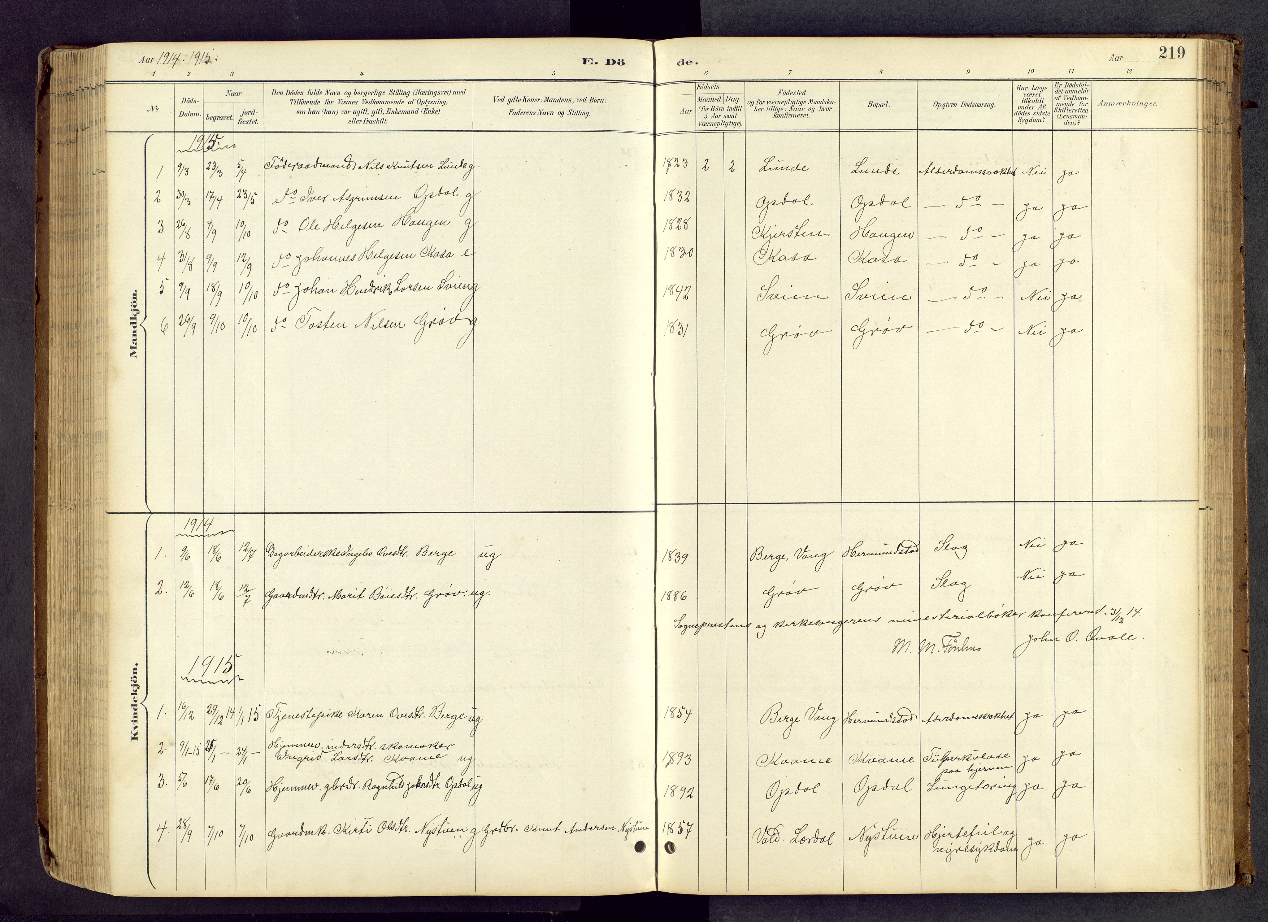 Vang prestekontor, Valdres, AV/SAH-PREST-140/H/Hb/L0005: Parish register (copy) no. 5, 1889-1945, p. 219