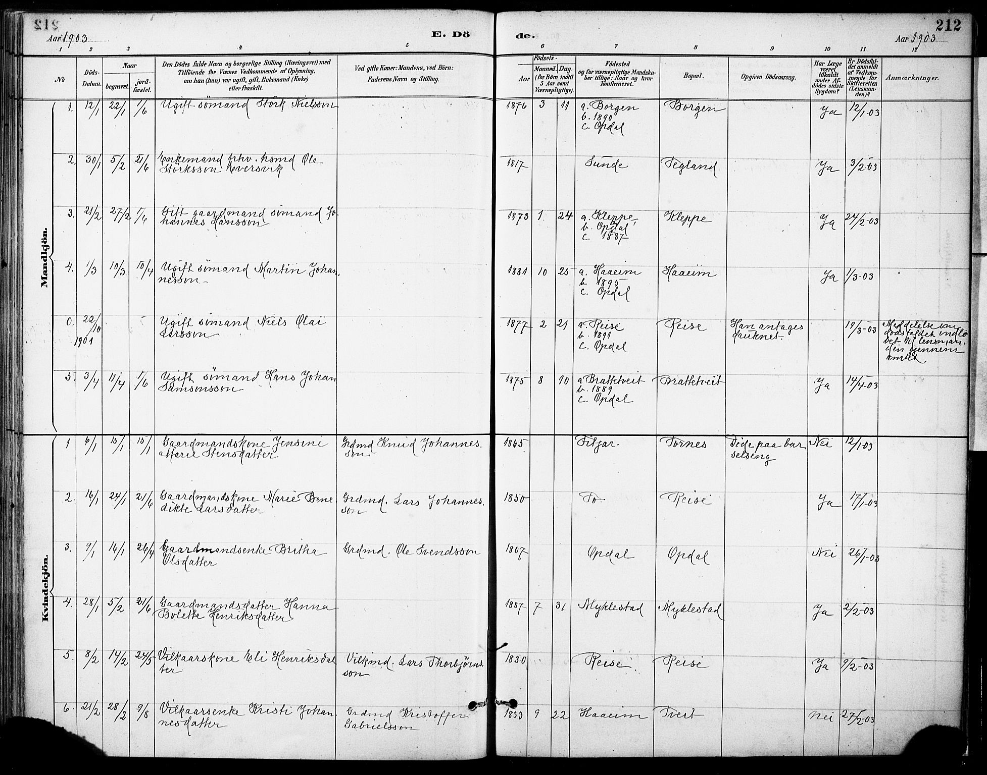 Tysnes sokneprestembete, AV/SAB-A-78601/H/Haa: Parish register (official) no. D 1, 1887-1904, p. 212