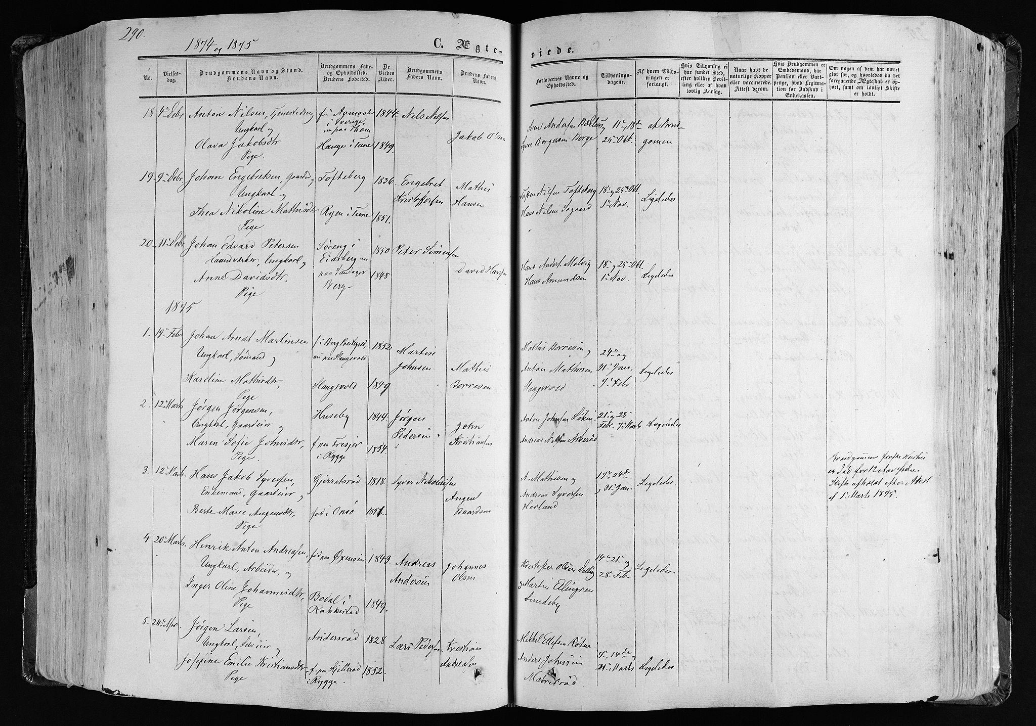 Råde prestekontor kirkebøker, SAO/A-2009/F/Fa/L0006: Parish register (official) no. 6, 1854-1877, p. 290