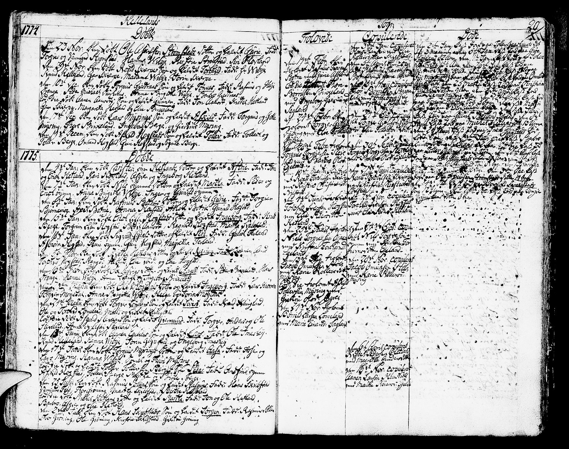 Helleland sokneprestkontor, SAST/A-101810: Parish register (official) no. A 2 /1, 1762-1791, p. 20