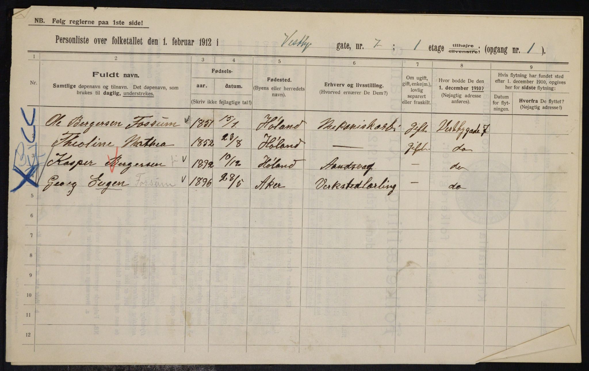 OBA, Municipal Census 1912 for Kristiania, 1912, p. 122304