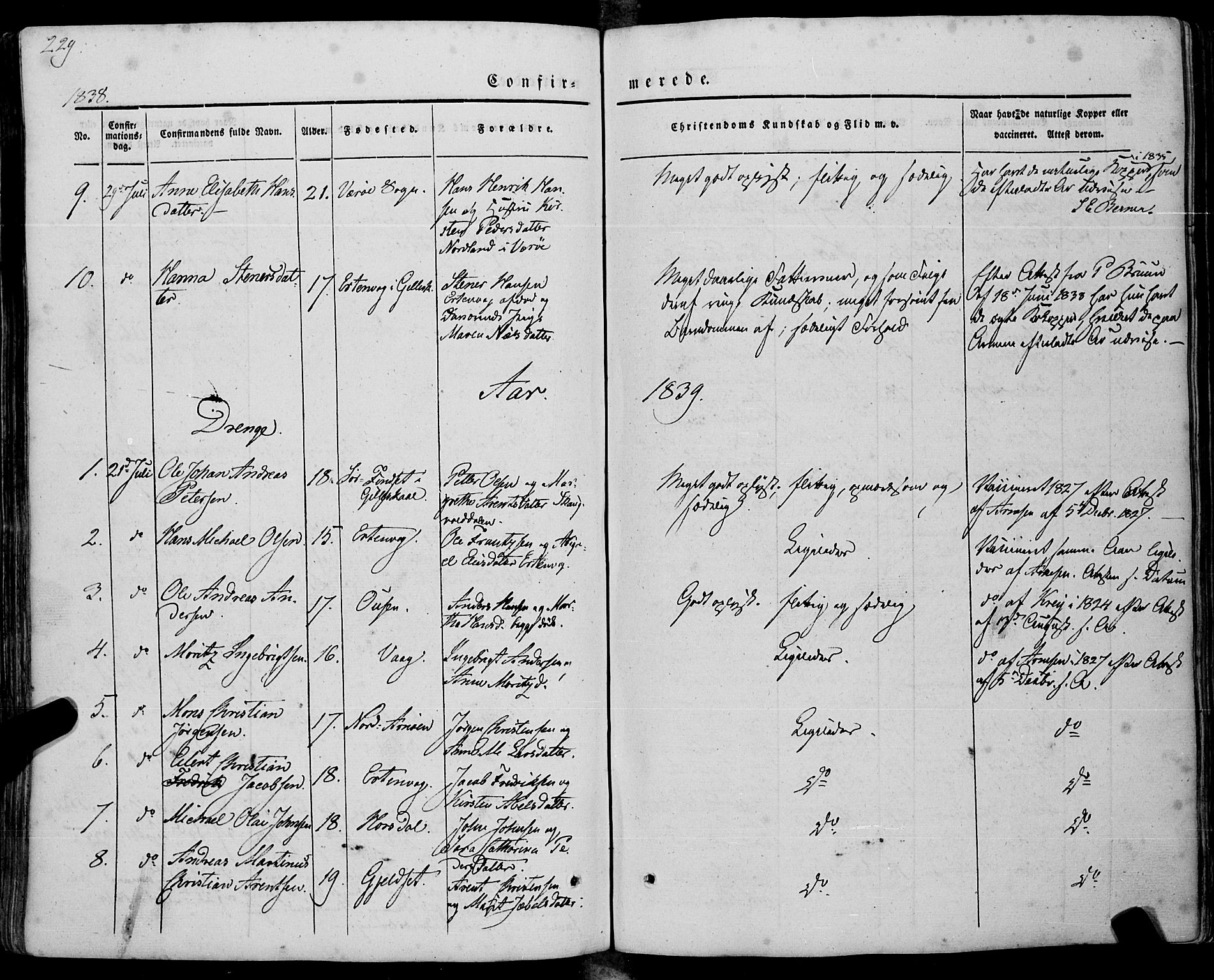 Ministerialprotokoller, klokkerbøker og fødselsregistre - Nordland, AV/SAT-A-1459/805/L0097: Parish register (official) no. 805A04, 1837-1861, p. 229