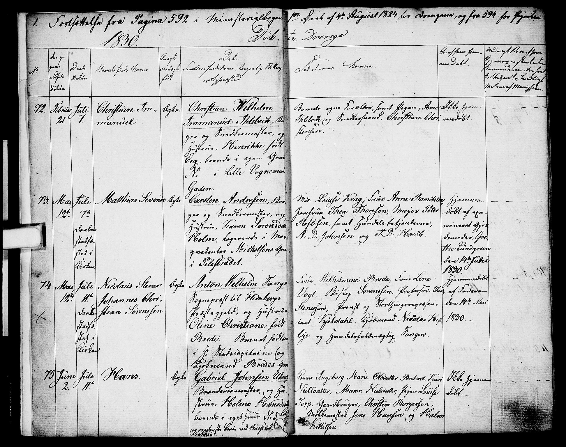 Oslo domkirke Kirkebøker, AV/SAO-A-10752/F/Fa/L0011: Parish register (official) no. 11, 1830-1836, p. 1-2