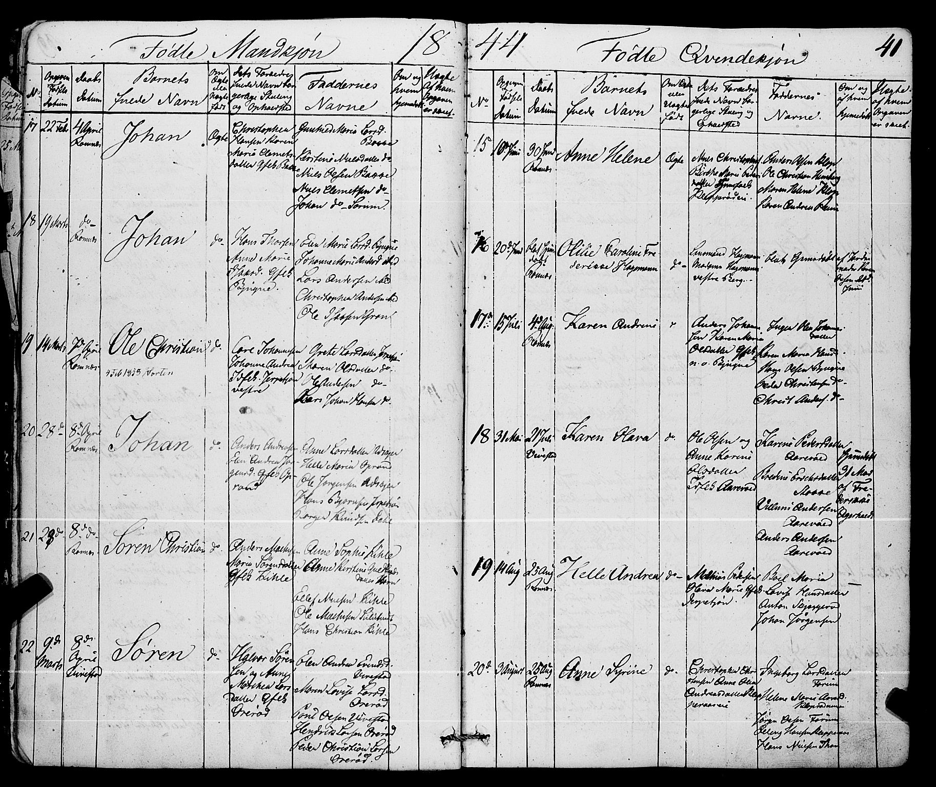 Ramnes kirkebøker, AV/SAKO-A-314/F/Fa/L0005: Parish register (official) no. I 5, 1841-1861, p. 40-41