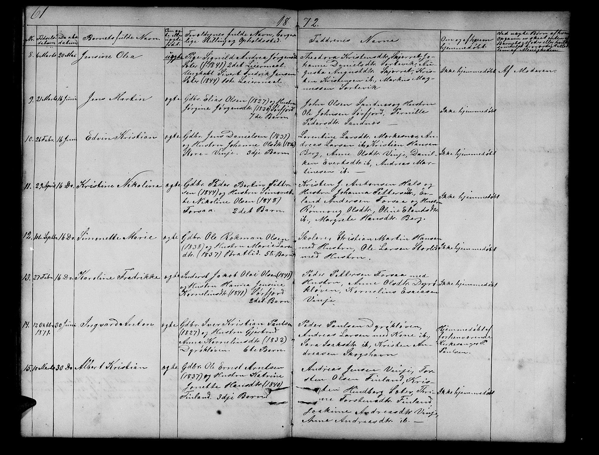 Tranøy sokneprestkontor, AV/SATØ-S-1313/I/Ia/Iab/L0012klokker: Parish register (copy) no. 12, 1859-1874, p. 61