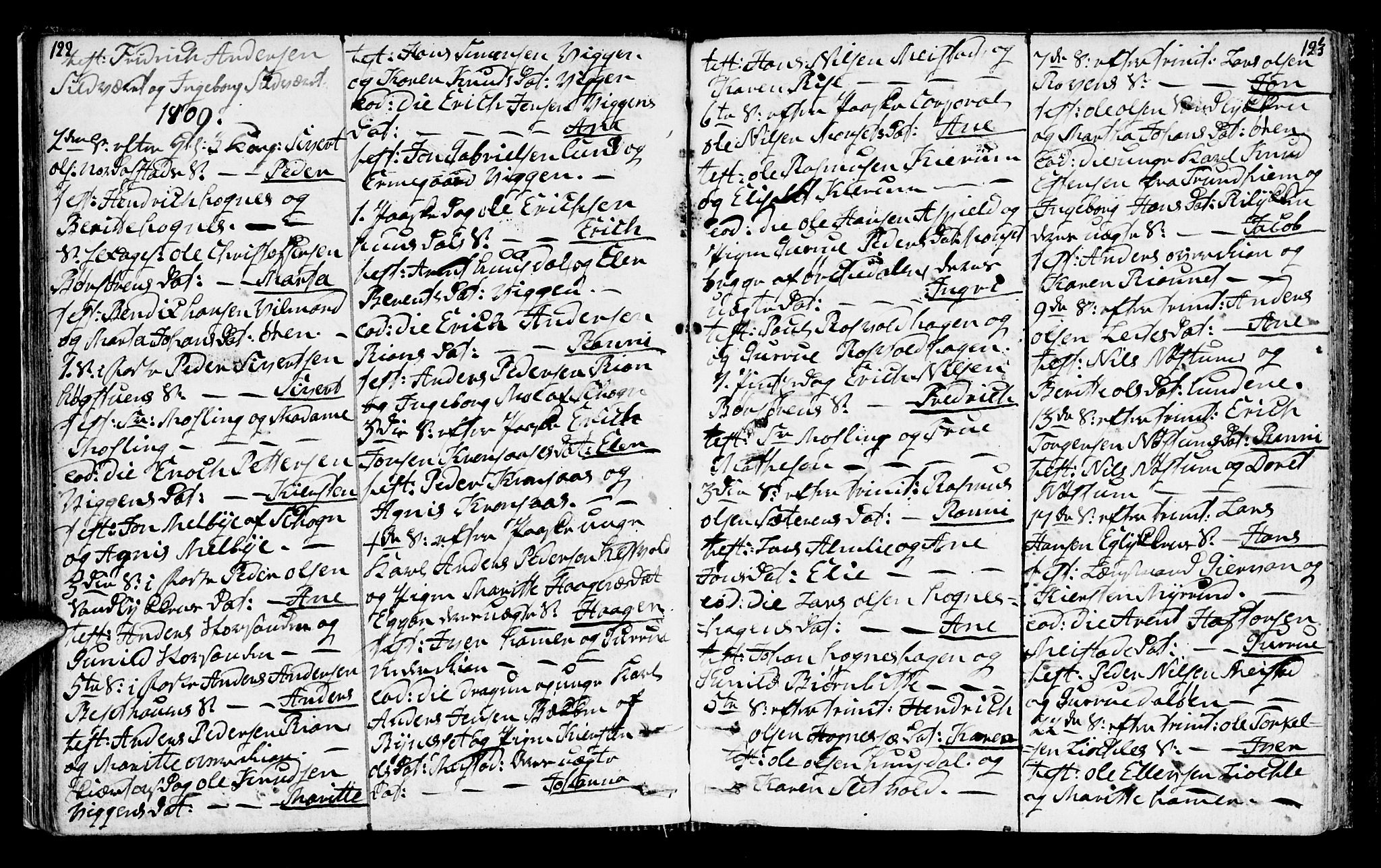 Ministerialprotokoller, klokkerbøker og fødselsregistre - Sør-Trøndelag, SAT/A-1456/665/L0769: Parish register (official) no. 665A04, 1803-1816, p. 122-123