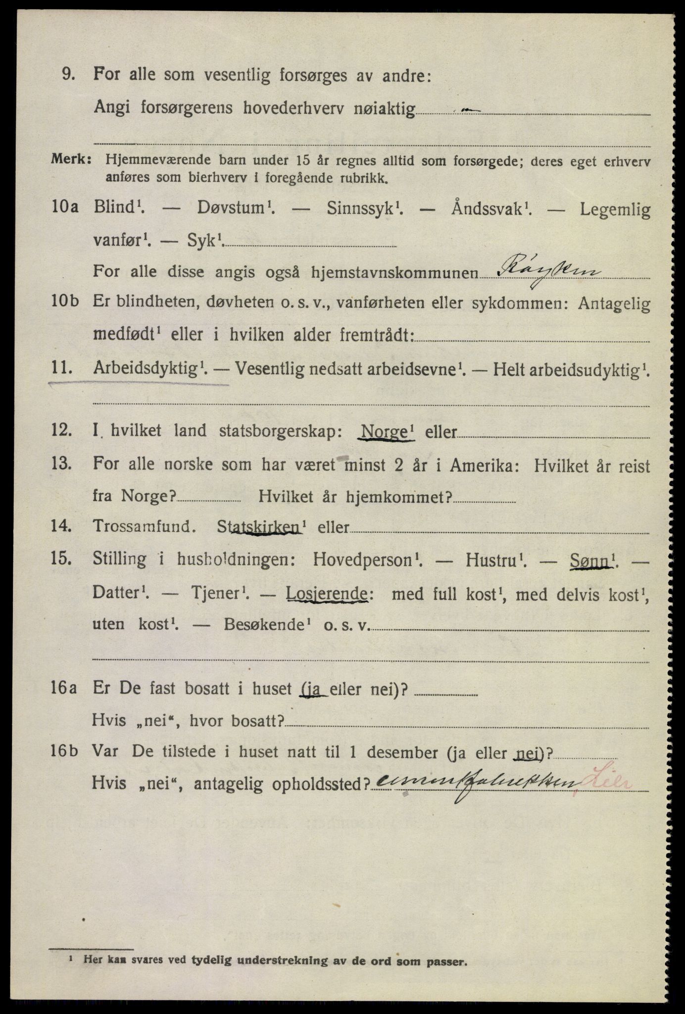 SAKO, 1920 census for Røyken, 1920, p. 1837