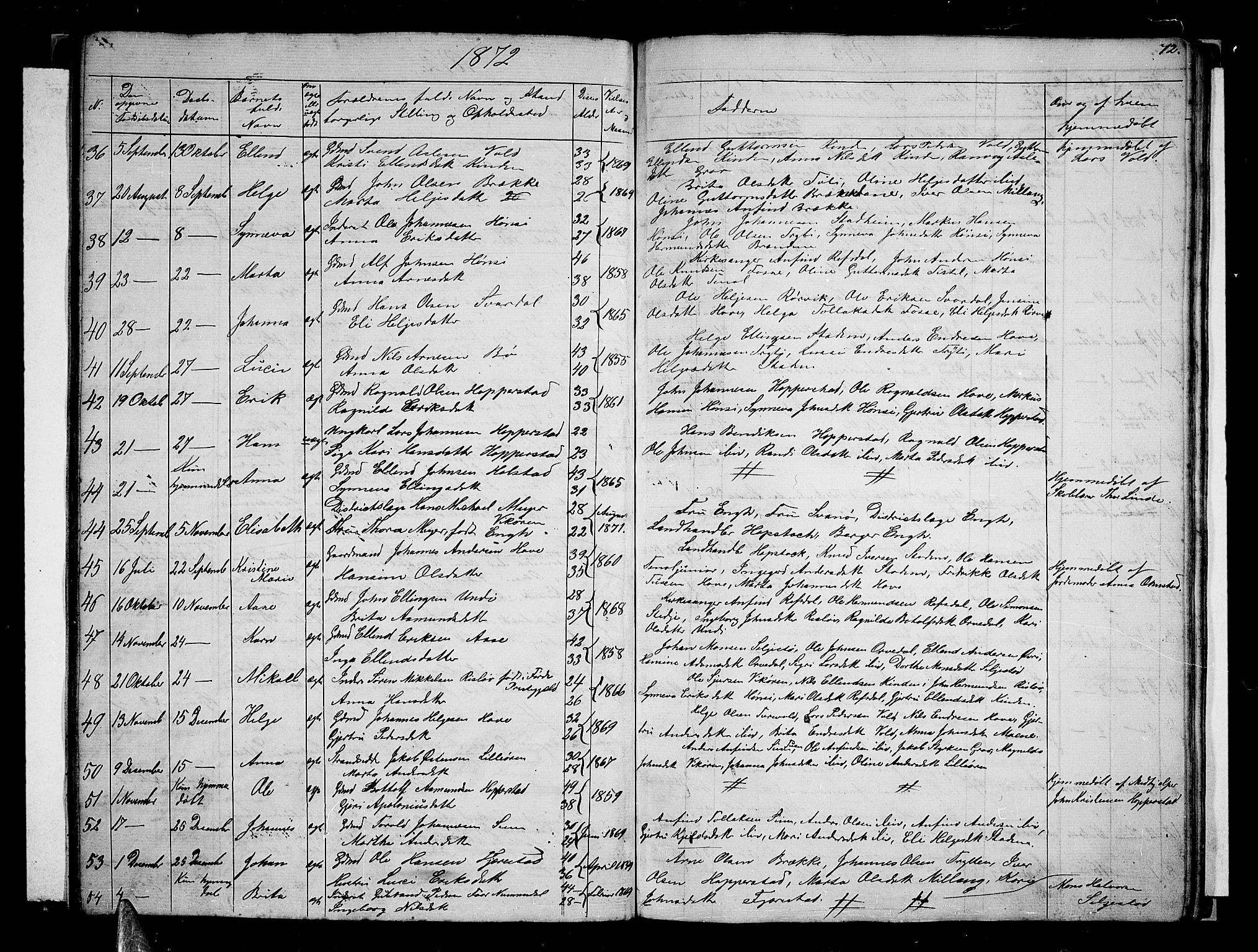 Vik sokneprestembete, AV/SAB-A-81501/H/Hab/Haba/L0002: Parish register (copy) no. A 2, 1856-1877, p. 72