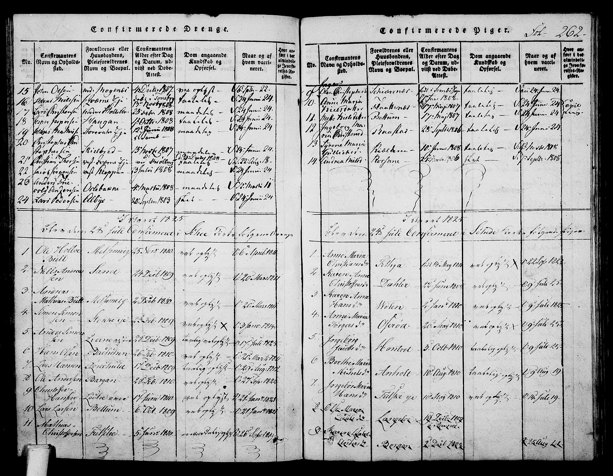 Stokke kirkebøker, SAKO/A-320/F/Fa/L0005: Parish register (official) no. I 5, 1815-1826, p. 262