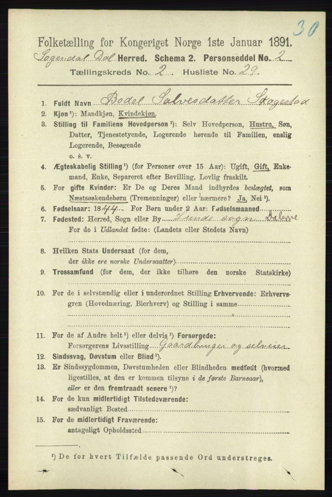 RA, 1891 census for 1111 Sokndal, 1891, p. 644