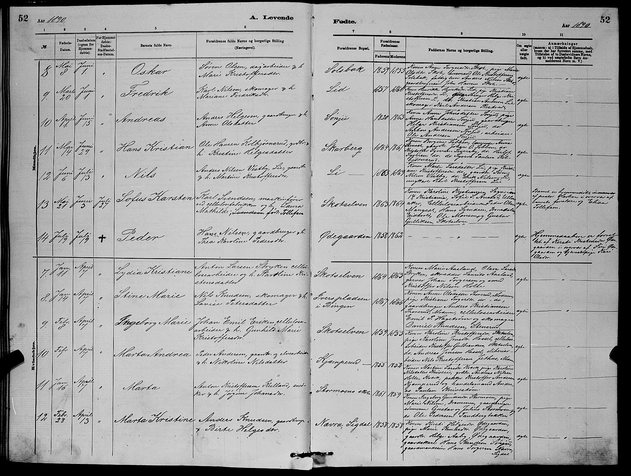 Eiker kirkebøker, AV/SAKO-A-4/G/Gb/L0003: Parish register (copy) no. II 3, 1880-1893, p. 52