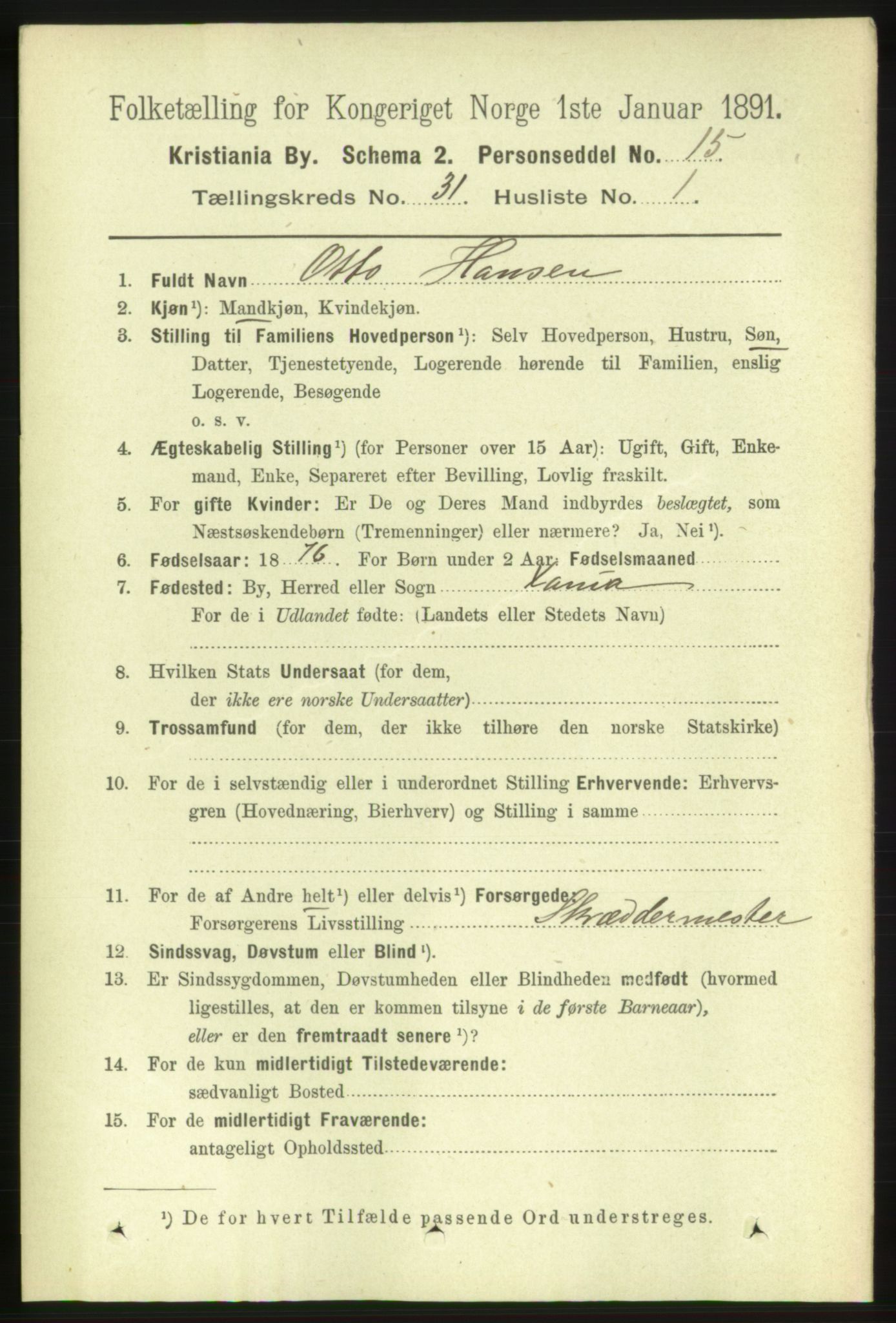 RA, 1891 census for 0301 Kristiania, 1891, p. 15925