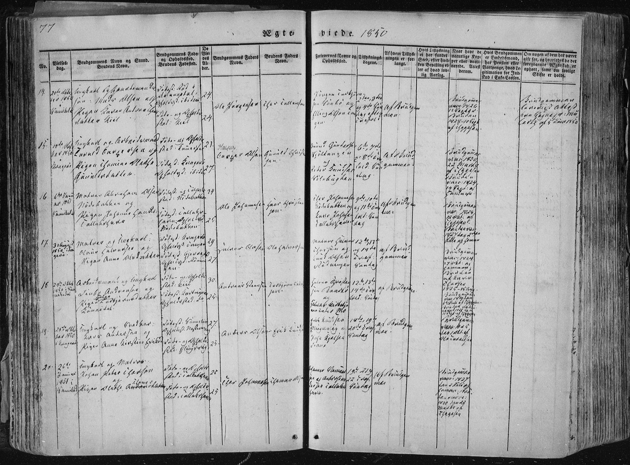 Sannidal kirkebøker, AV/SAKO-A-296/F/Fa/L0007: Parish register (official) no. 7, 1831-1854, p. 77