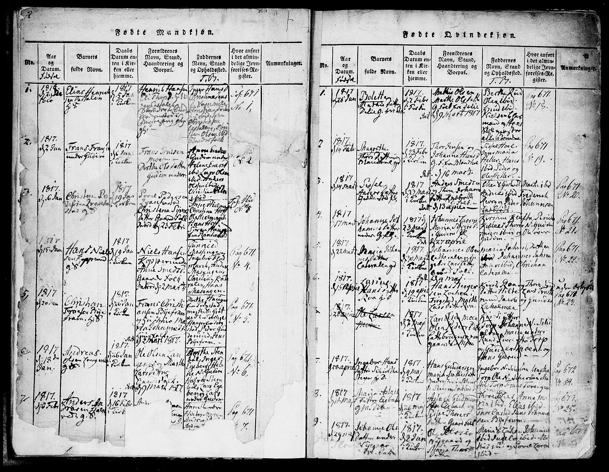 Askim prestekontor Kirkebøker, SAO/A-10900/F/Fa/L0004: Parish register (official) no. 4, 1817-1846, p. 2-3