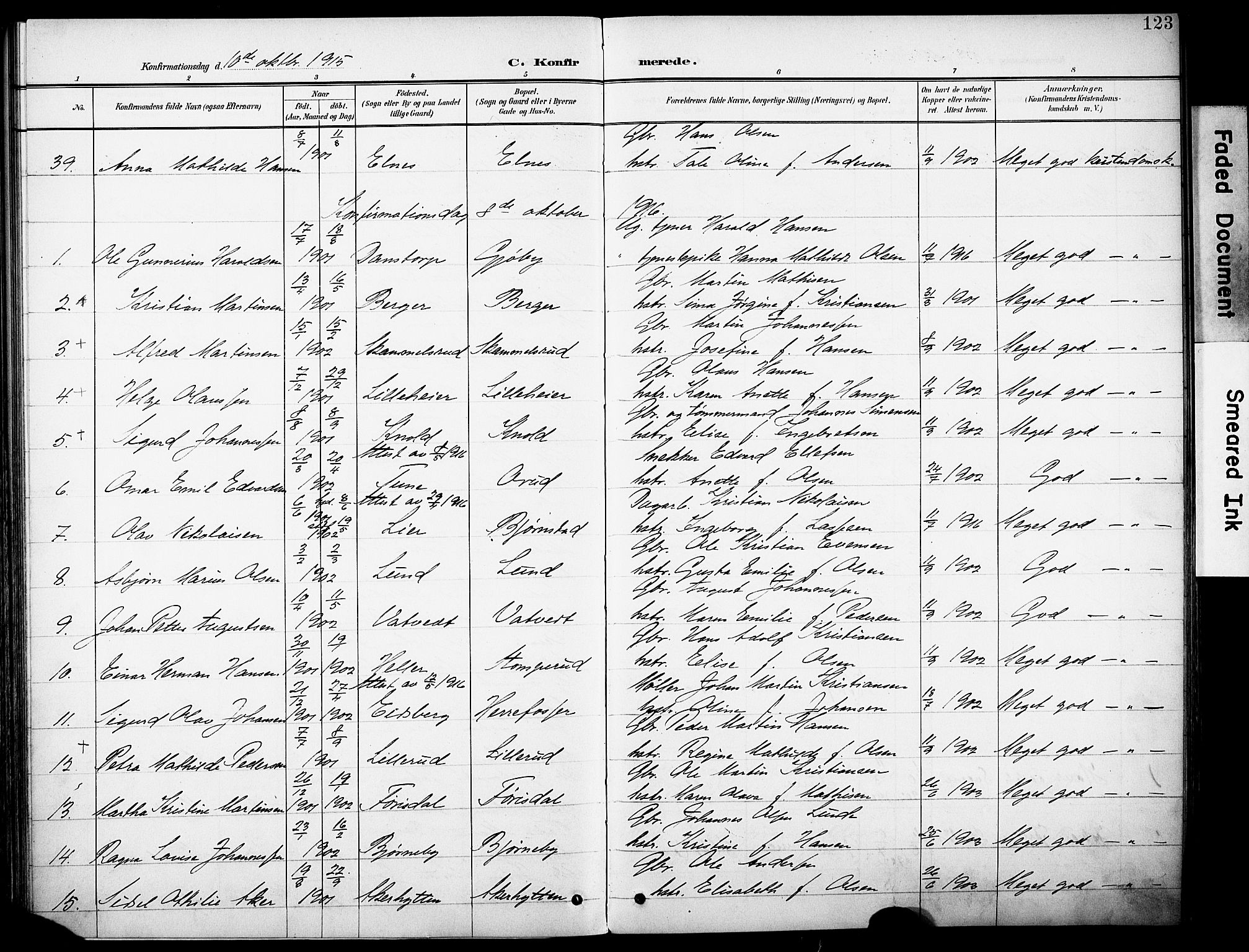 Rakkestad prestekontor Kirkebøker, AV/SAO-A-2008/F/Fb/L0002: Parish register (official) no. II 2, 1900-1920, p. 123