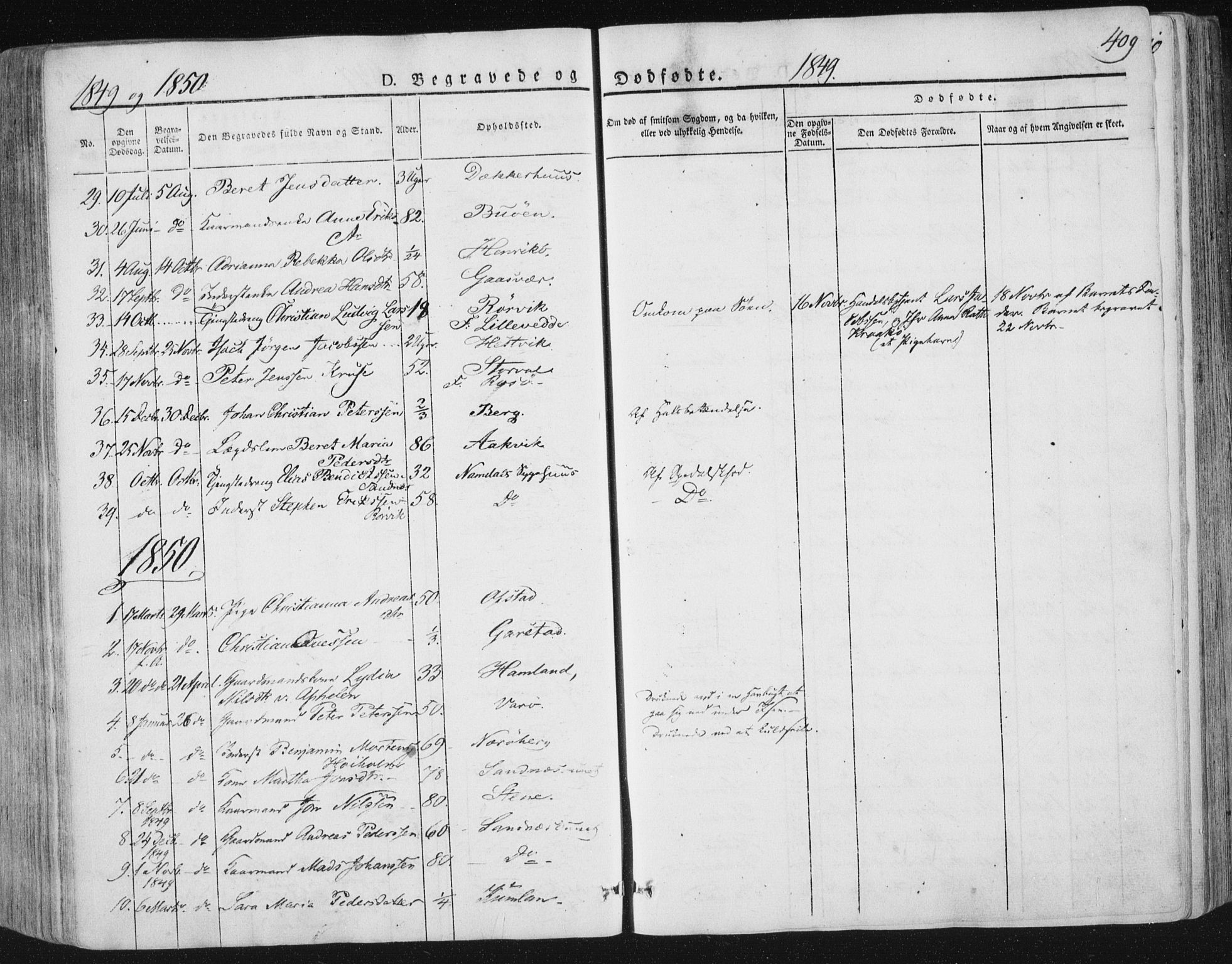 Ministerialprotokoller, klokkerbøker og fødselsregistre - Nord-Trøndelag, AV/SAT-A-1458/784/L0669: Parish register (official) no. 784A04, 1829-1859, p. 409