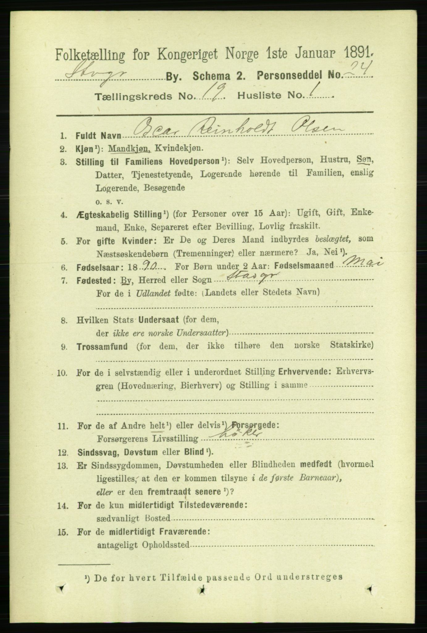 RA, 1891 census for 1103 Stavanger, 1891, p. 22455