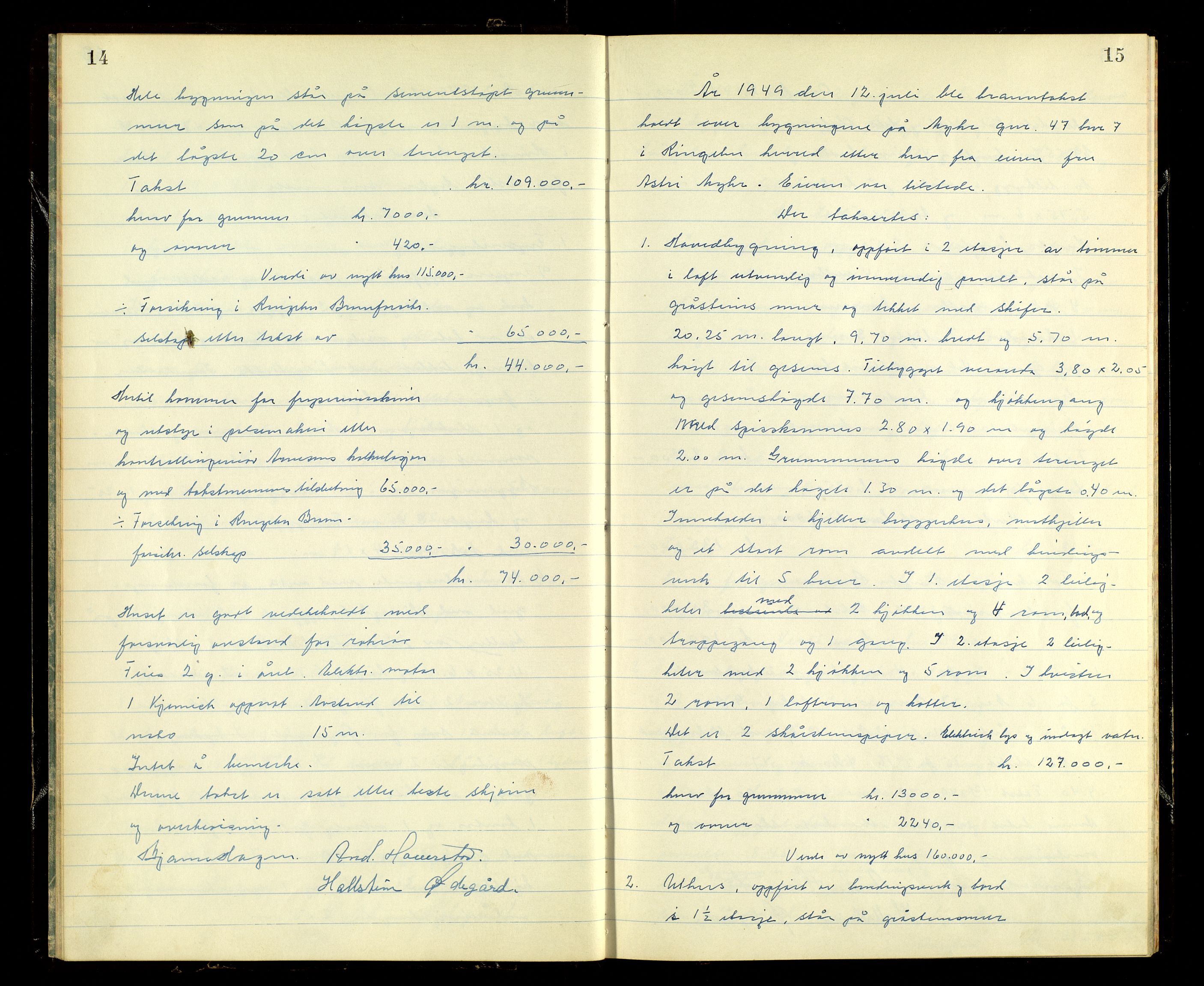 Norges Brannkasse, Ringebu, AV/SAH-NBRANR-037/F/L0004: Branntakstprotokoll, 1949-1955, p. 14-15