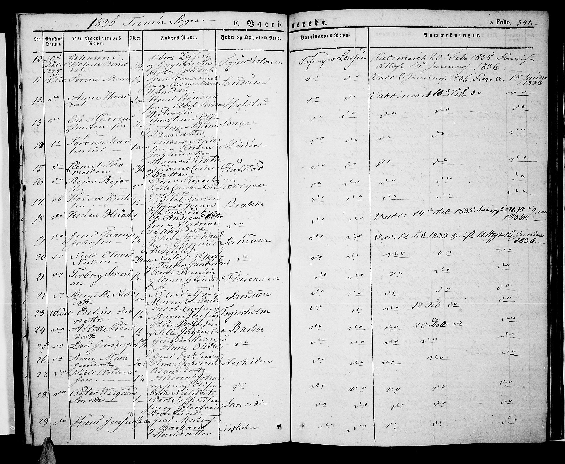 Tromøy sokneprestkontor, SAK/1111-0041/F/Fa/L0003: Parish register (official) no. A 3, 1825-1837, p. 341