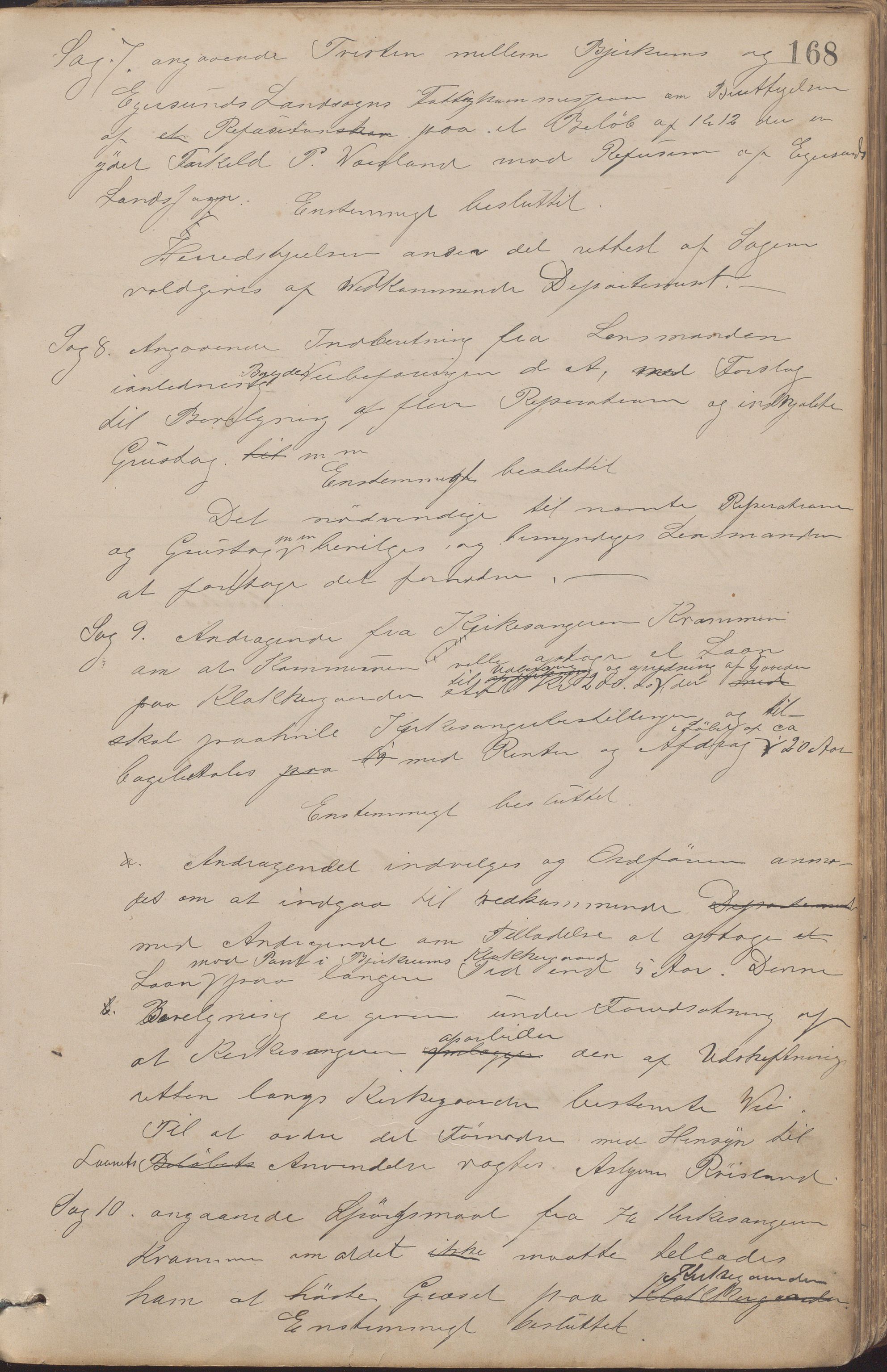 Bjerkreim kommune - Formannskapet/Sentraladministrasjonen, IKAR/K-101531/A/Aa/L0002: Møtebok, 1884-1903, p. 168a