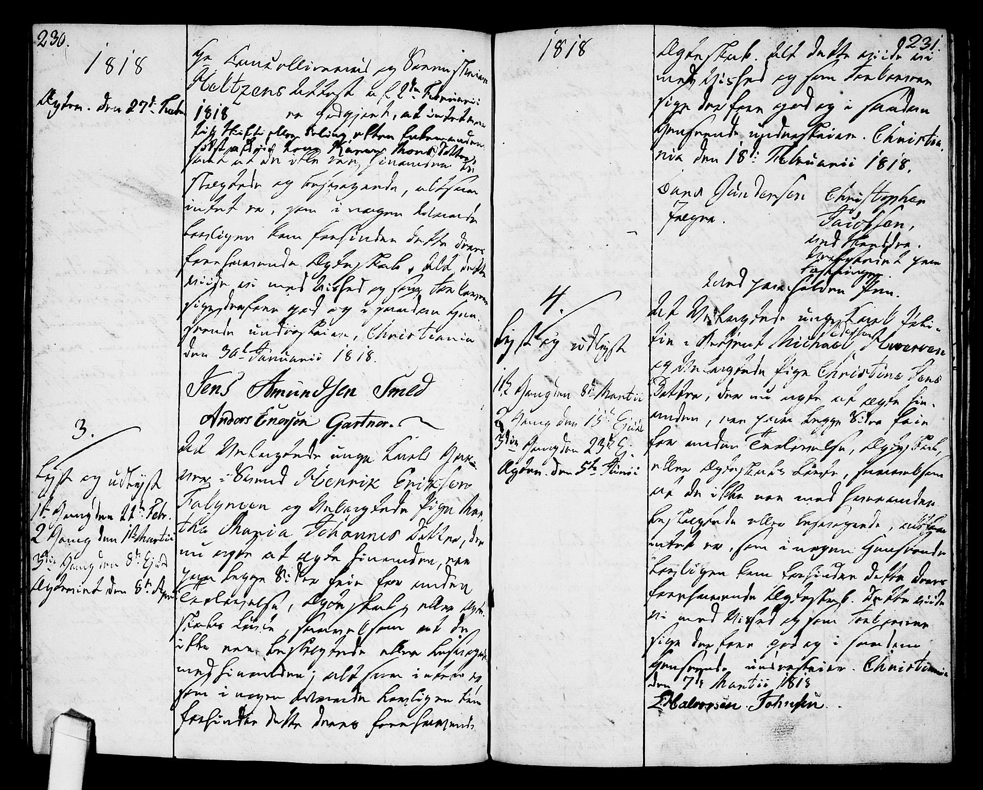 Oslo domkirke Kirkebøker, SAO/A-10752/L/La/L0011: Best man's statements no. 11, 1807-1819, p. 230-231