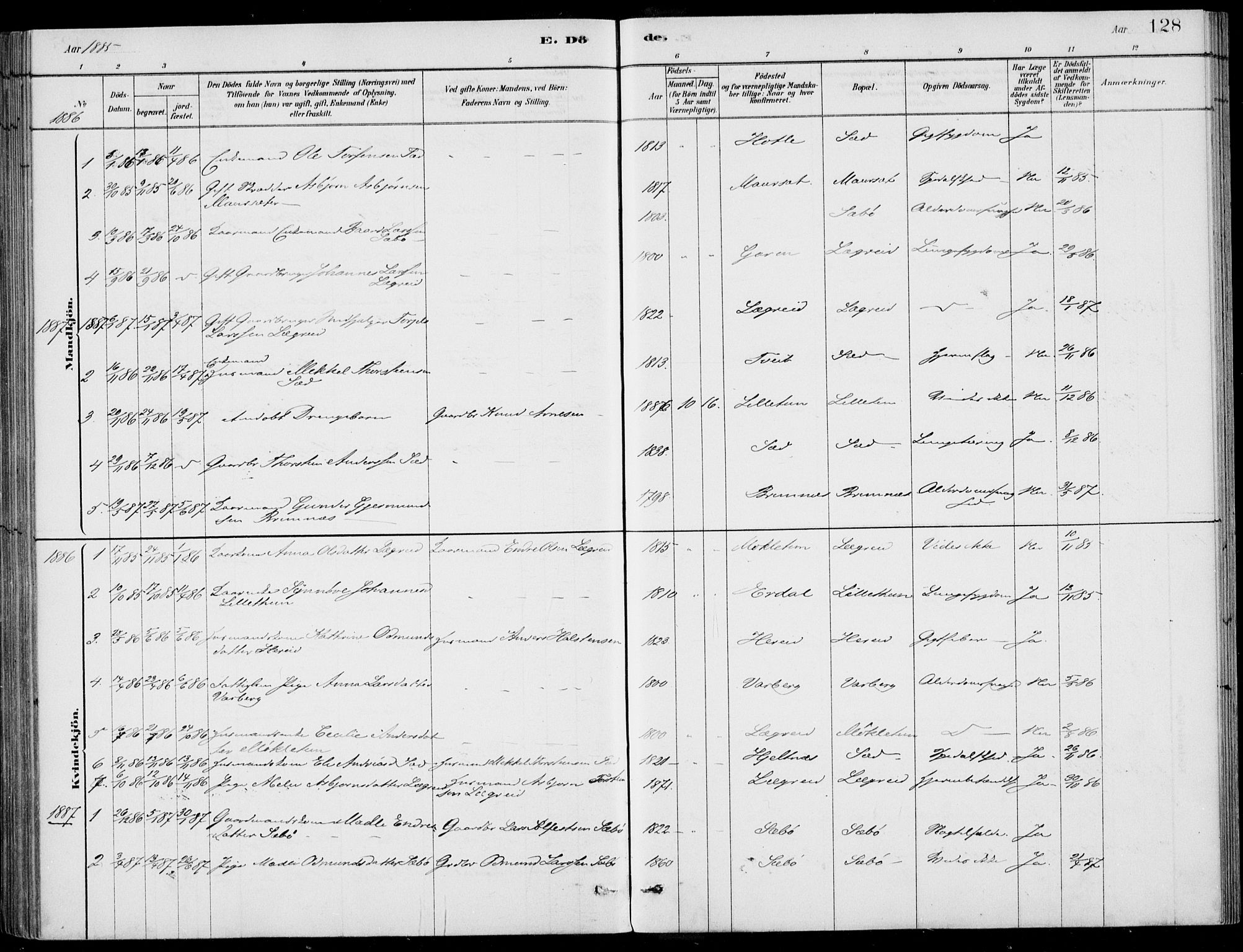 Ulvik sokneprestembete, SAB/A-78801/H/Haa: Parish register (official) no. D  1, 1878-1903, p. 128