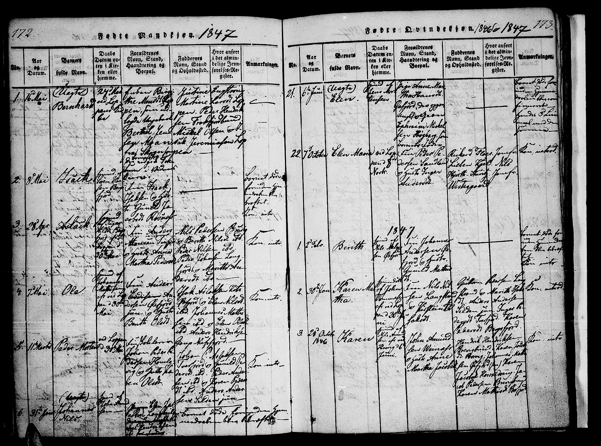 Loppa sokneprestkontor, AV/SATØ-S-1339/H/Ha/L0003kirke: Parish register (official) no. 3, 1820-1848, p. 172-173