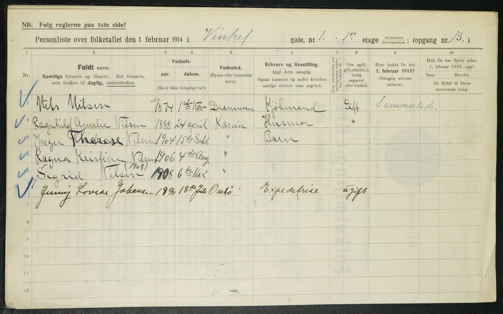 OBA, Municipal Census 1914 for Kristiania, 1914, p. 124763