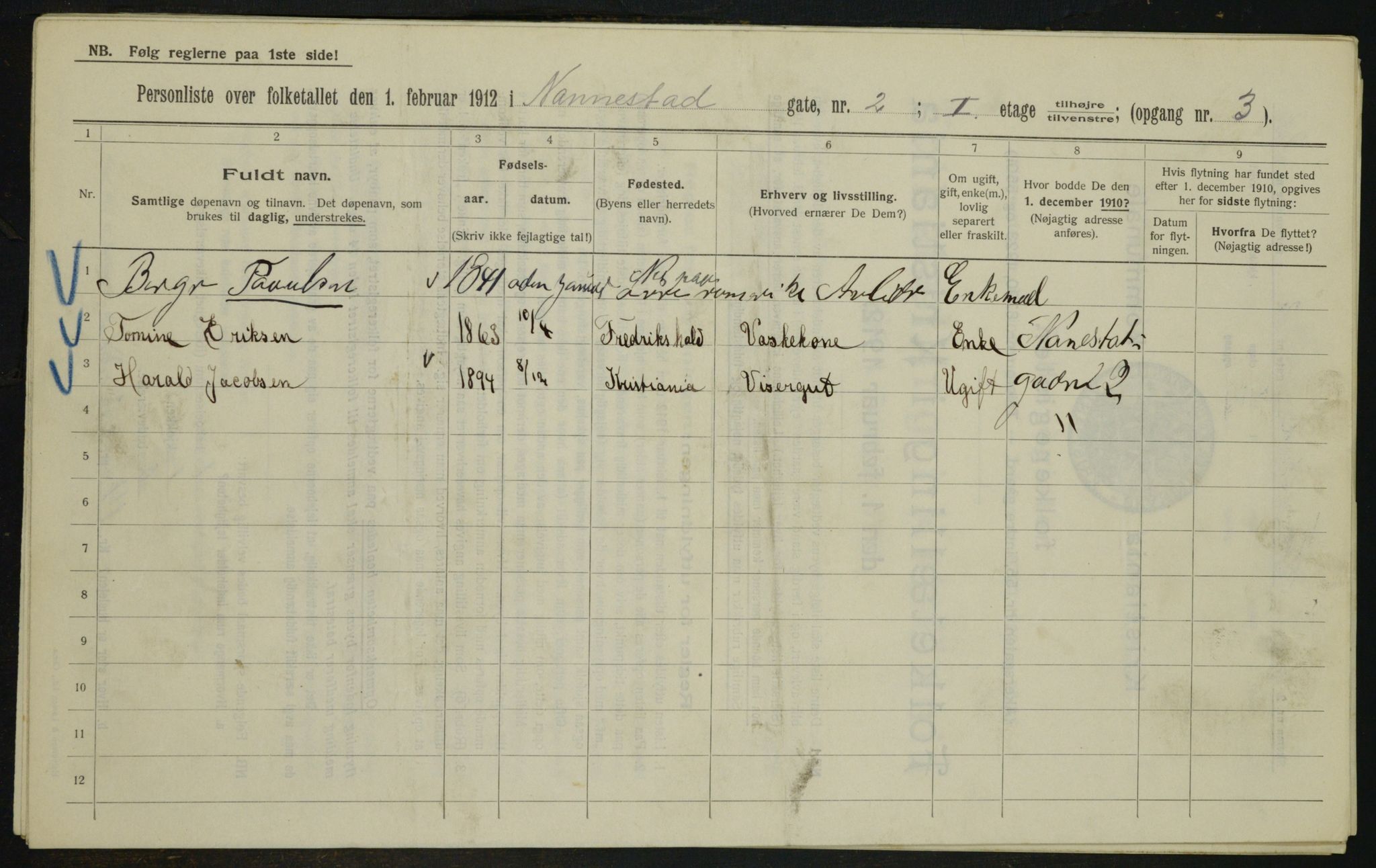 OBA, Municipal Census 1912 for Kristiania, 1912, p. 69616