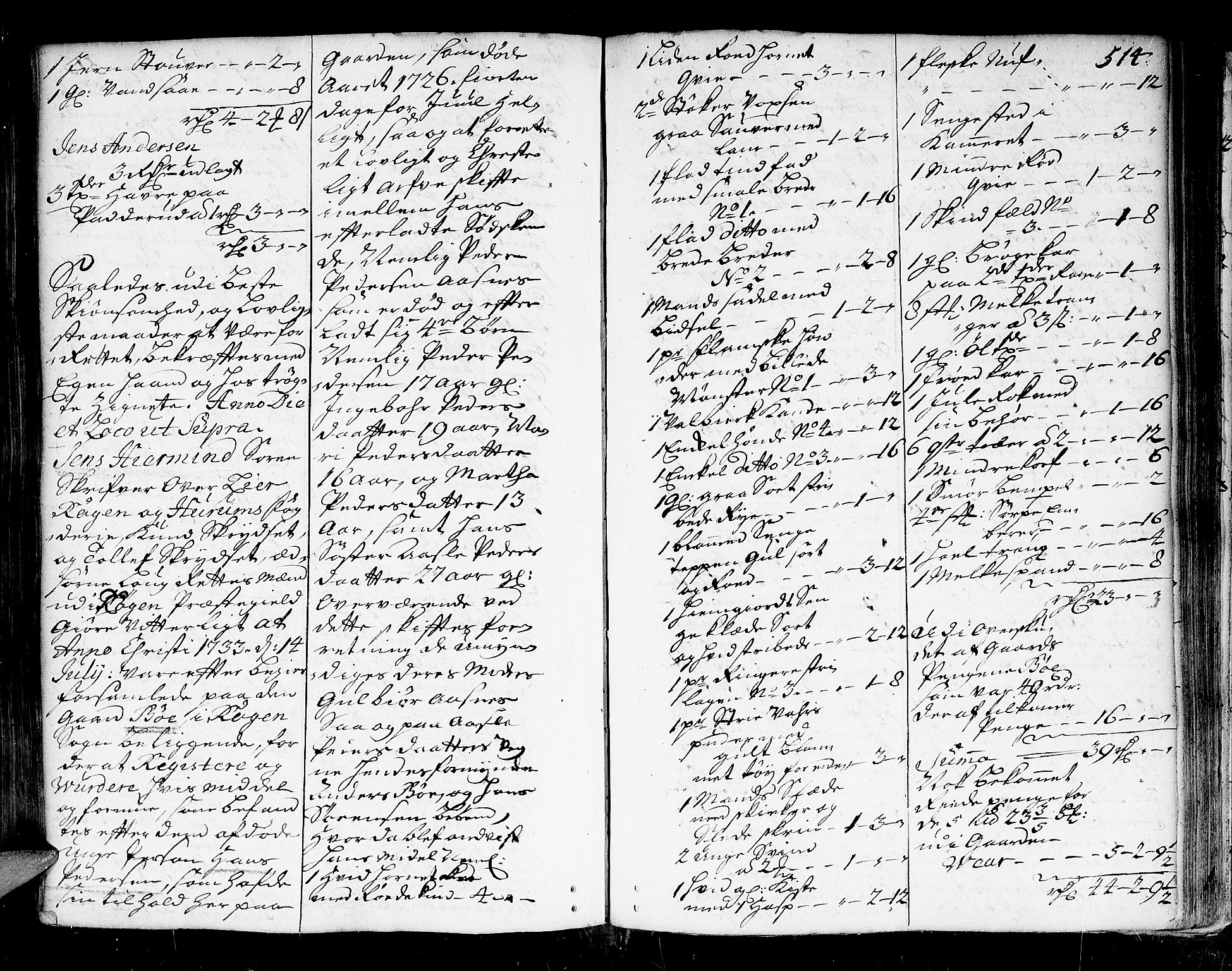 Lier, Røyken og Hurum sorenskriveri, AV/SAKO-A-89/H/Hc/L0003: Skifteprotokoll, 1717-1737, p. 513b-514a