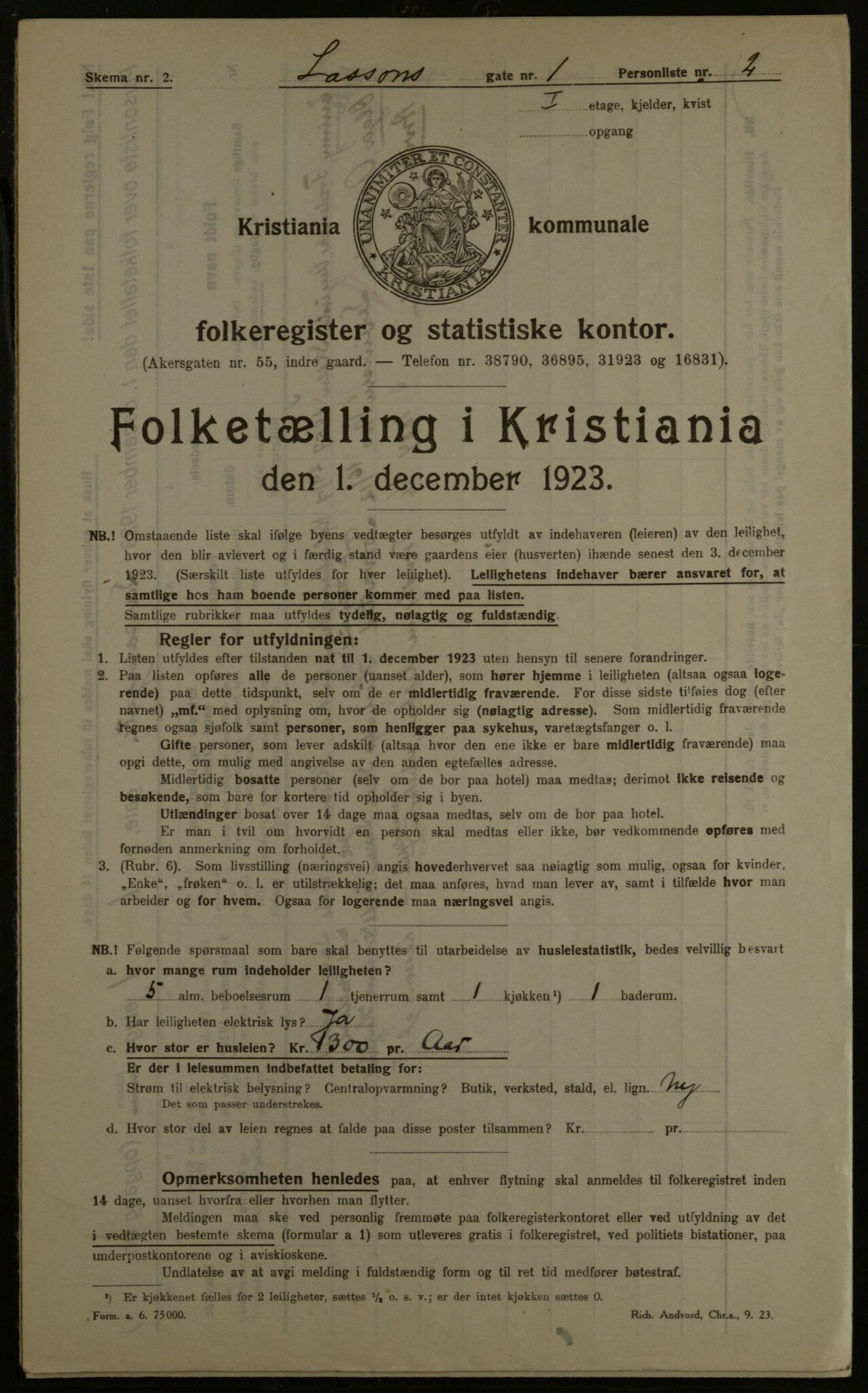 OBA, Municipal Census 1923 for Kristiania, 1923, p. 63468