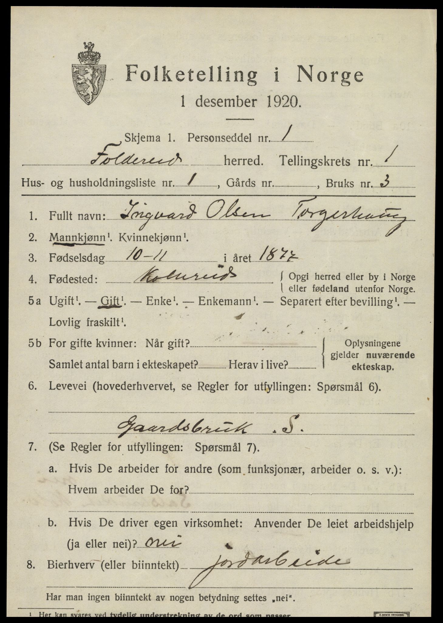 SAT, 1920 census for Foldereid, 1920, p. 376