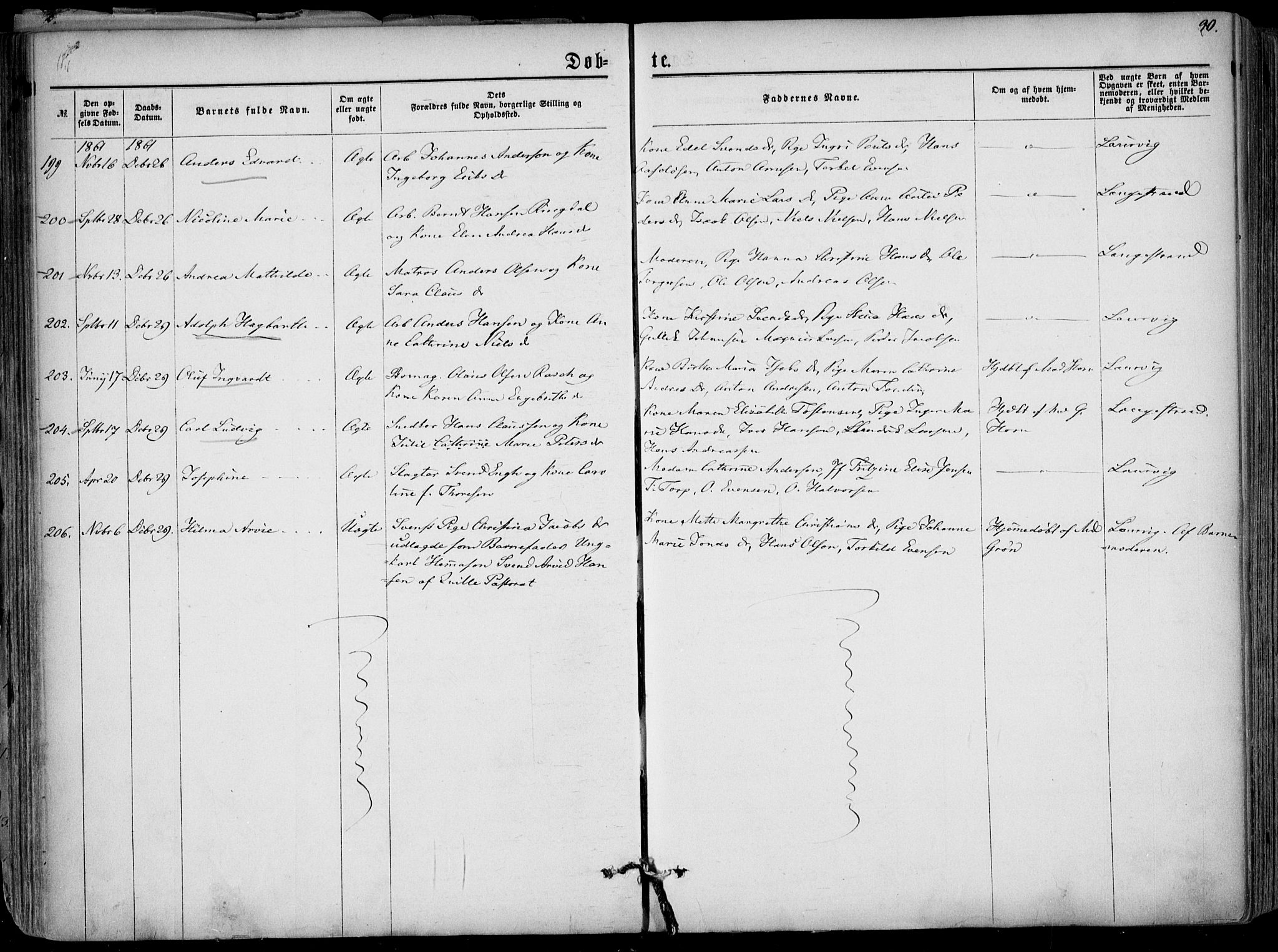 Larvik kirkebøker, AV/SAKO-A-352/F/Fa/L0004: Parish register (official) no. I 4, 1856-1870, p. 90