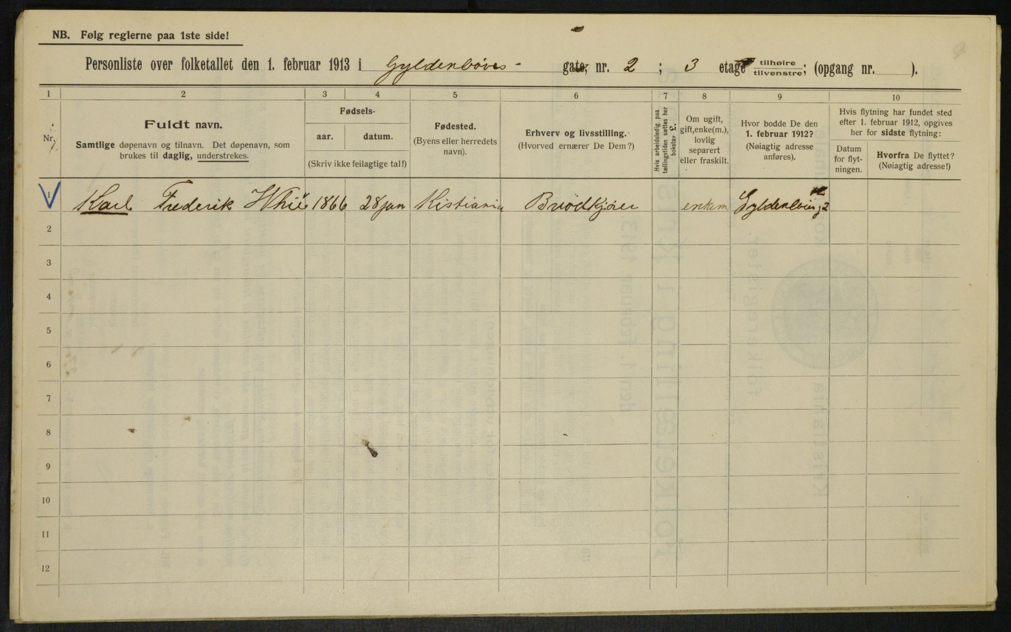 OBA, Municipal Census 1913 for Kristiania, 1913, p. 32528