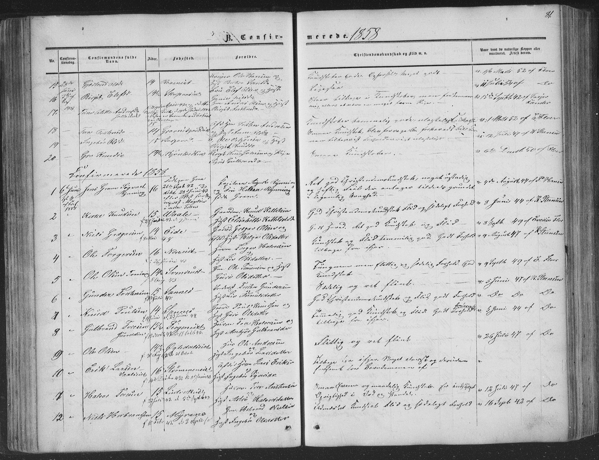 Nore kirkebøker, SAKO/A-238/F/Fa/L0002: Parish register (official) no. I 2, 1856-1871, p. 81