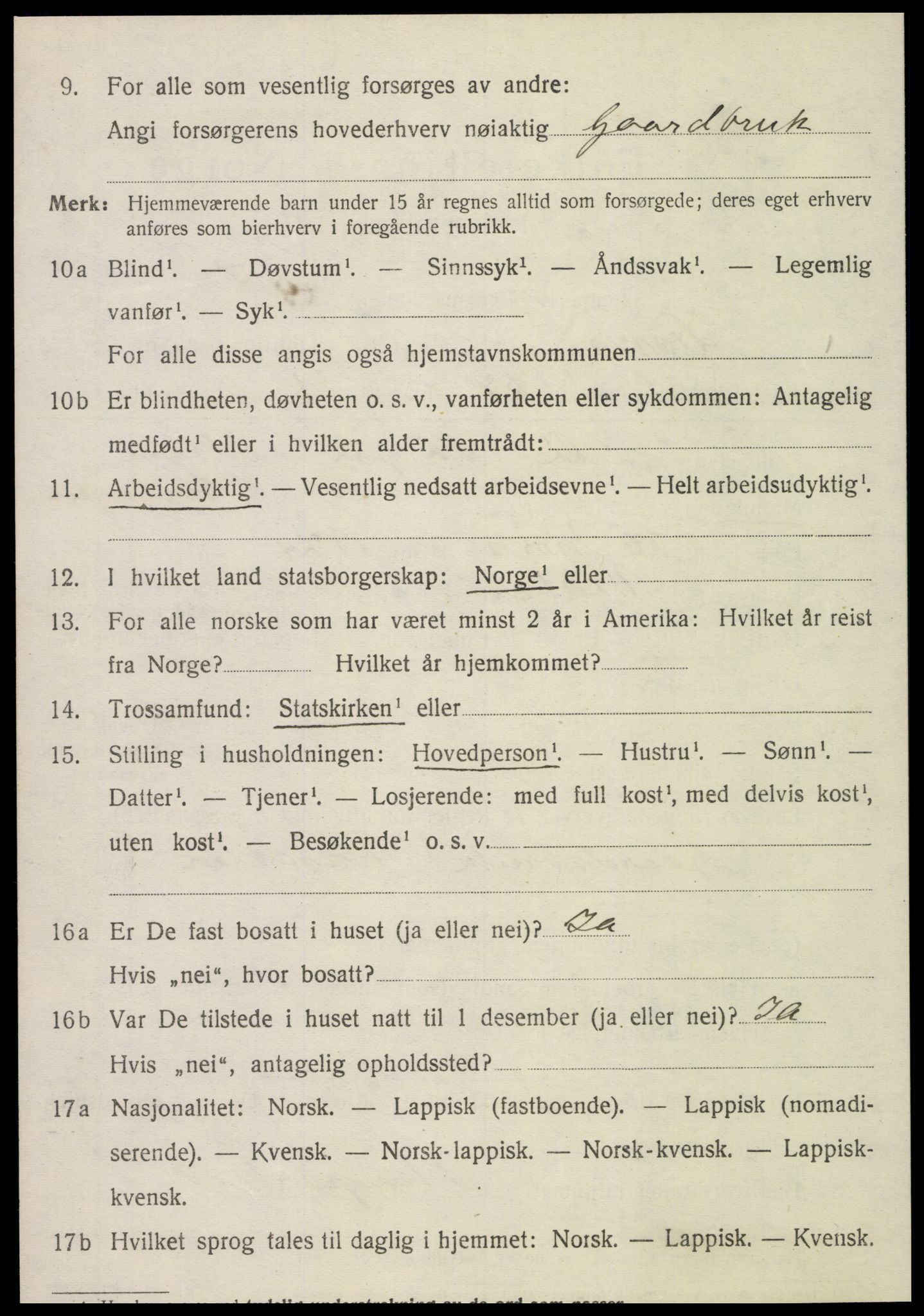 SAT, 1920 census for Fosnes, 1920, p. 1980