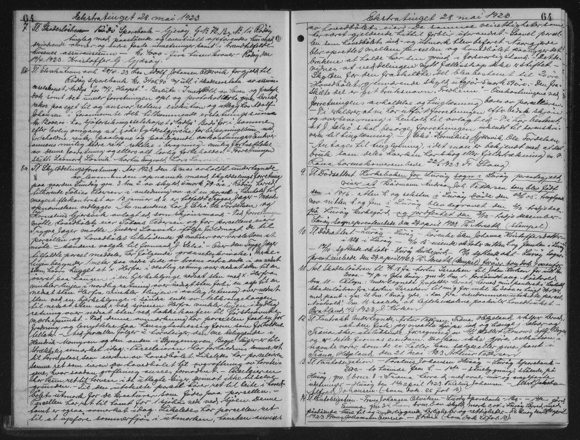 Rana sorenskriveri , AV/SAT-A-1108/1/2/2C/L0018: Mortgage book no. 18, 1923-1928, p. 64, Deed date: 28.05.1923