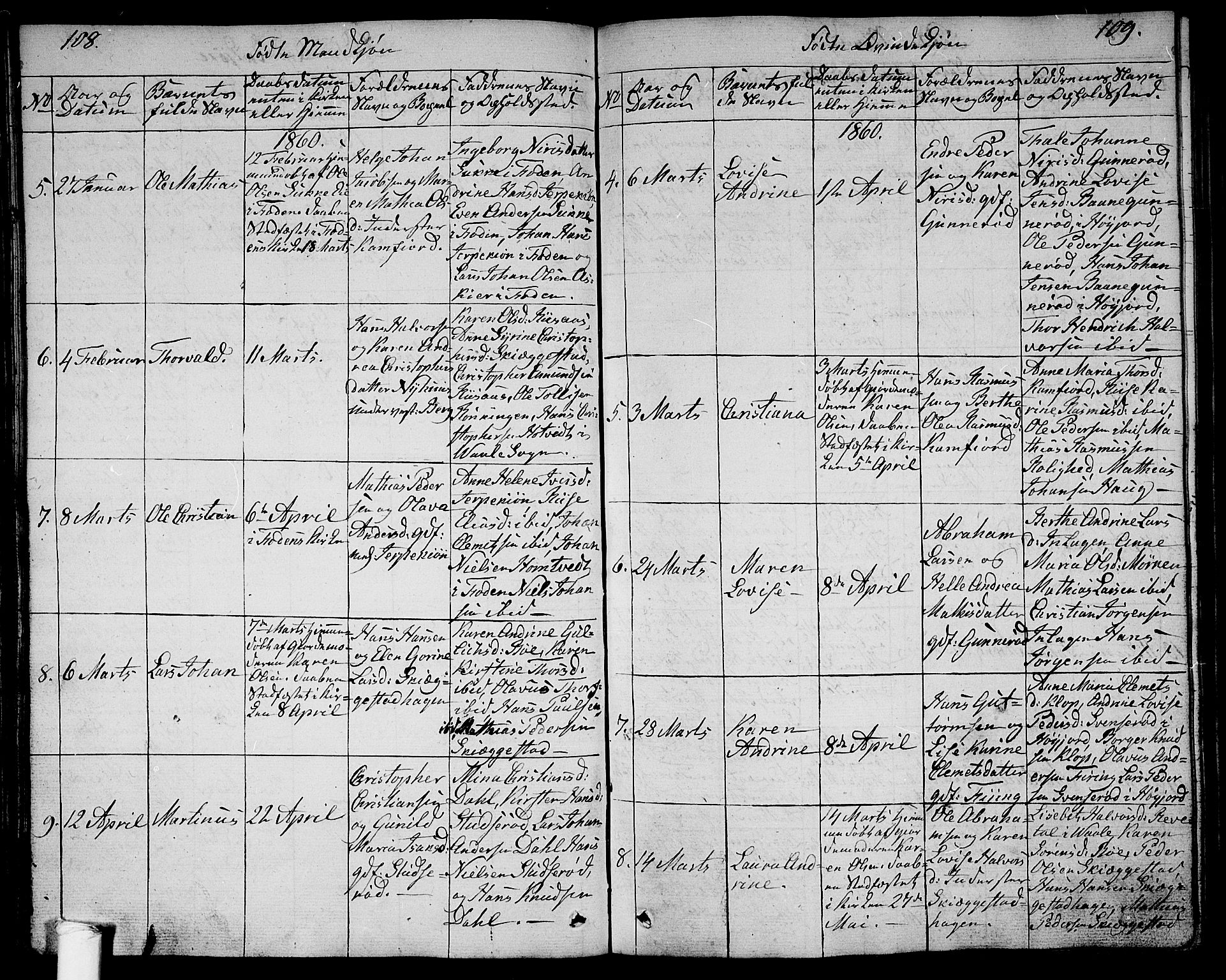 Ramnes kirkebøker, SAKO/A-314/G/Ga/L0002: Parish register (copy) no. I 2, 1848-1870, p. 108-109