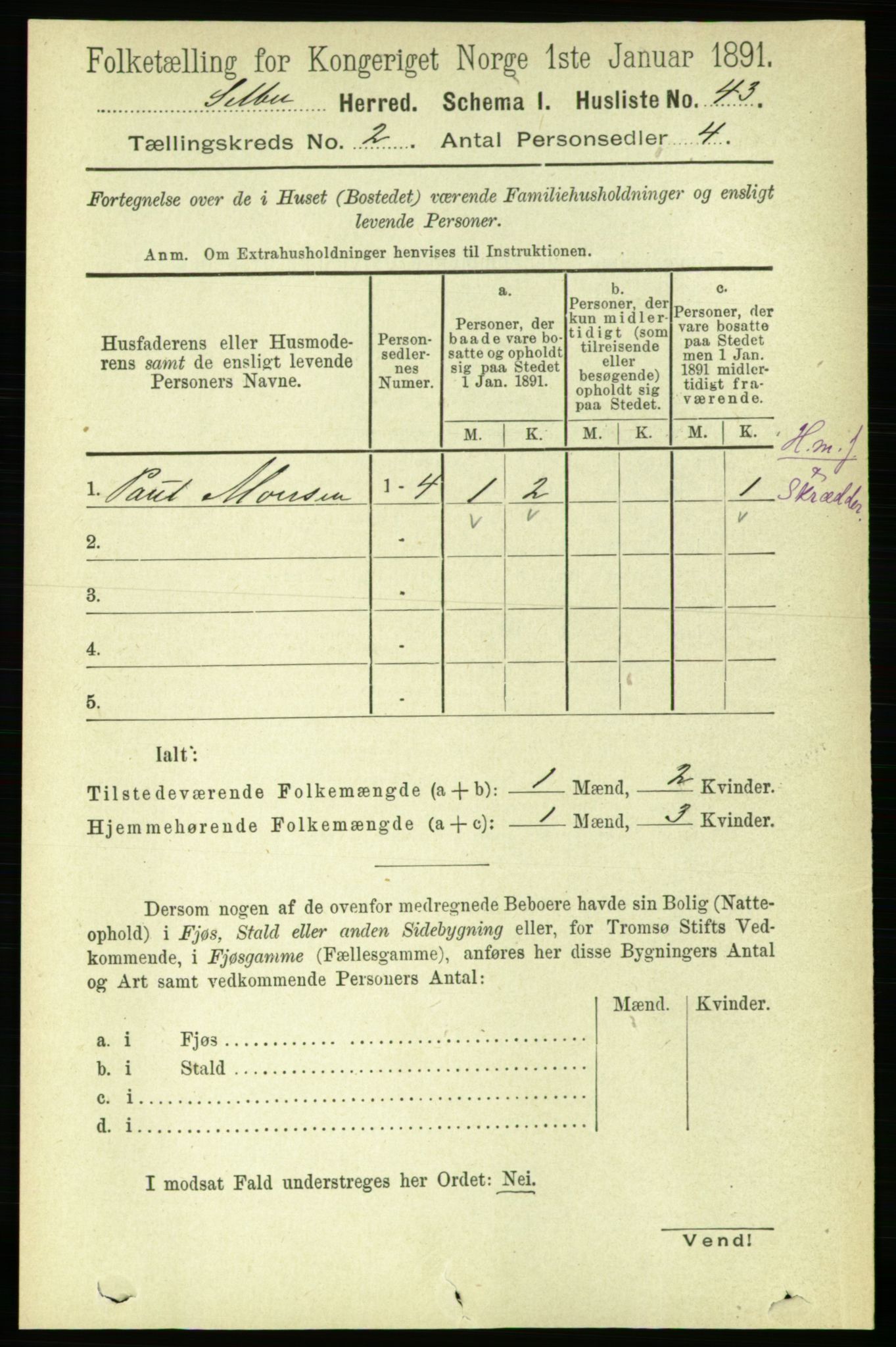 RA, 1891 census for 1664 Selbu, 1891, p. 254