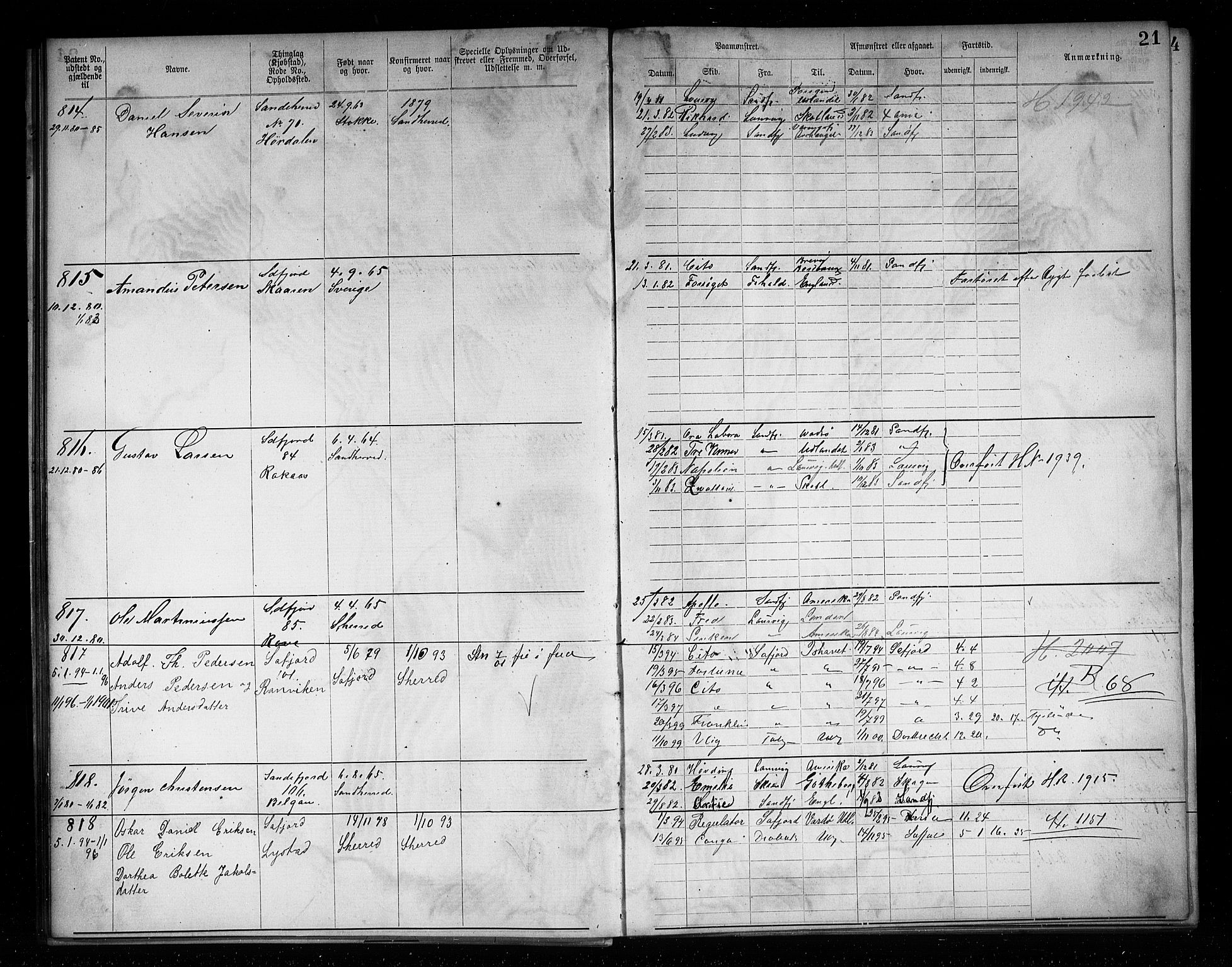 Sandefjord innrulleringskontor, AV/SAKO-A-788/F/Fa/L0004: Annotasjonsrulle, 1879-1889, p. 23