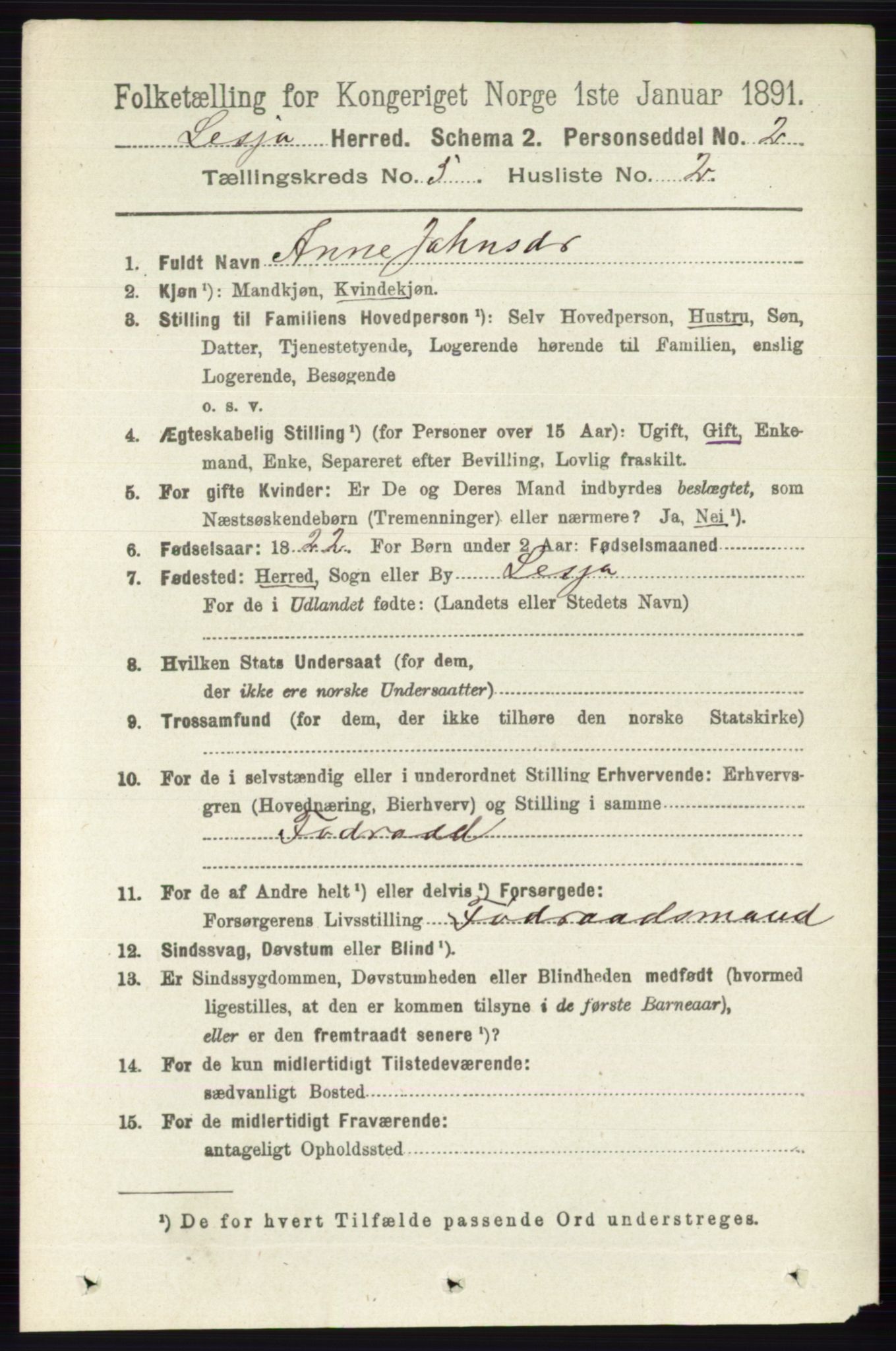 RA, 1891 census for 0512 Lesja, 1891, p. 1687