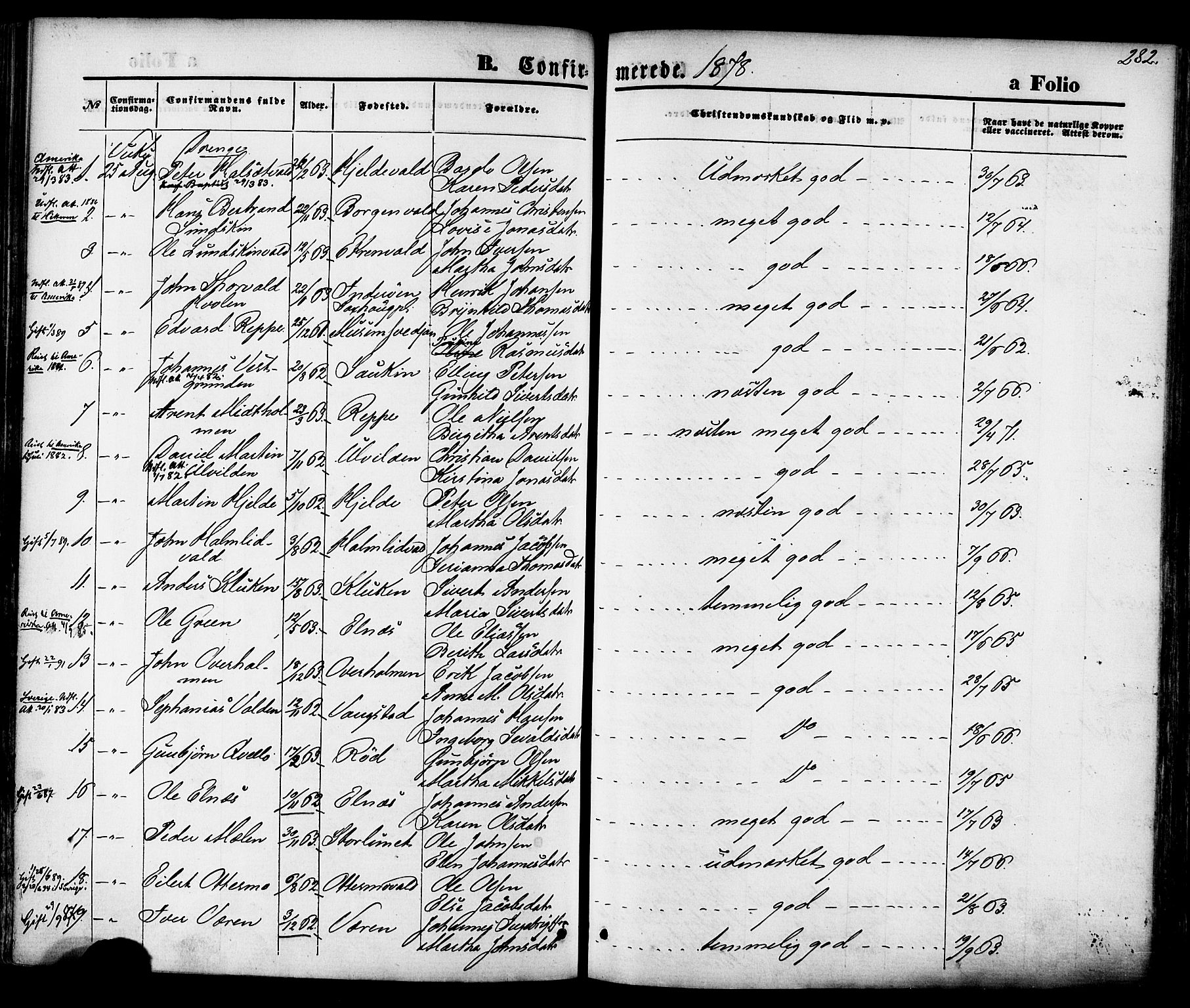 Ministerialprotokoller, klokkerbøker og fødselsregistre - Nord-Trøndelag, SAT/A-1458/723/L0242: Parish register (official) no. 723A11, 1870-1880, p. 282